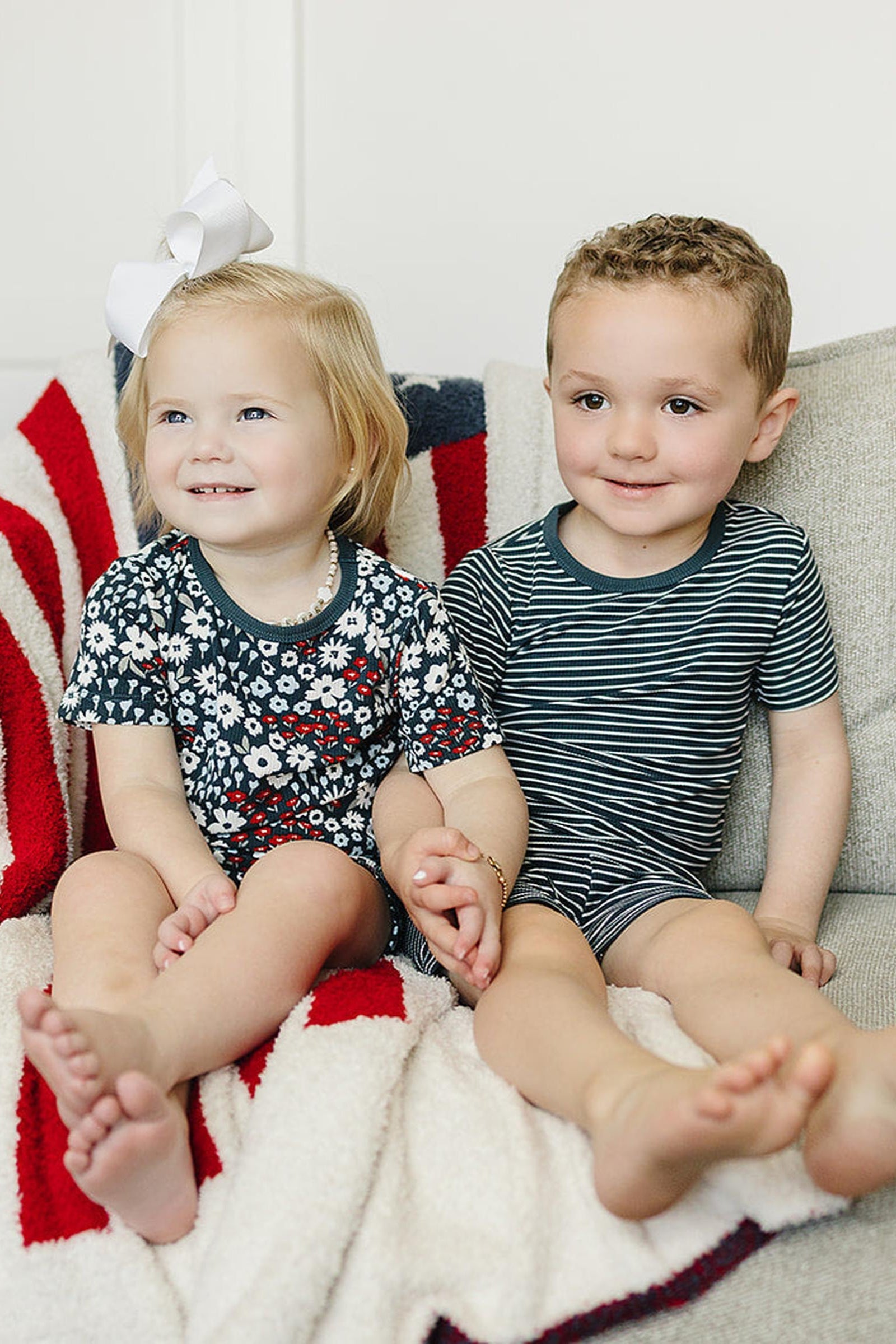 Navy Stripes Ribbed Cozy Shorts Set, Bamboo, Gender Neutral, Baby, Toddler & Kids