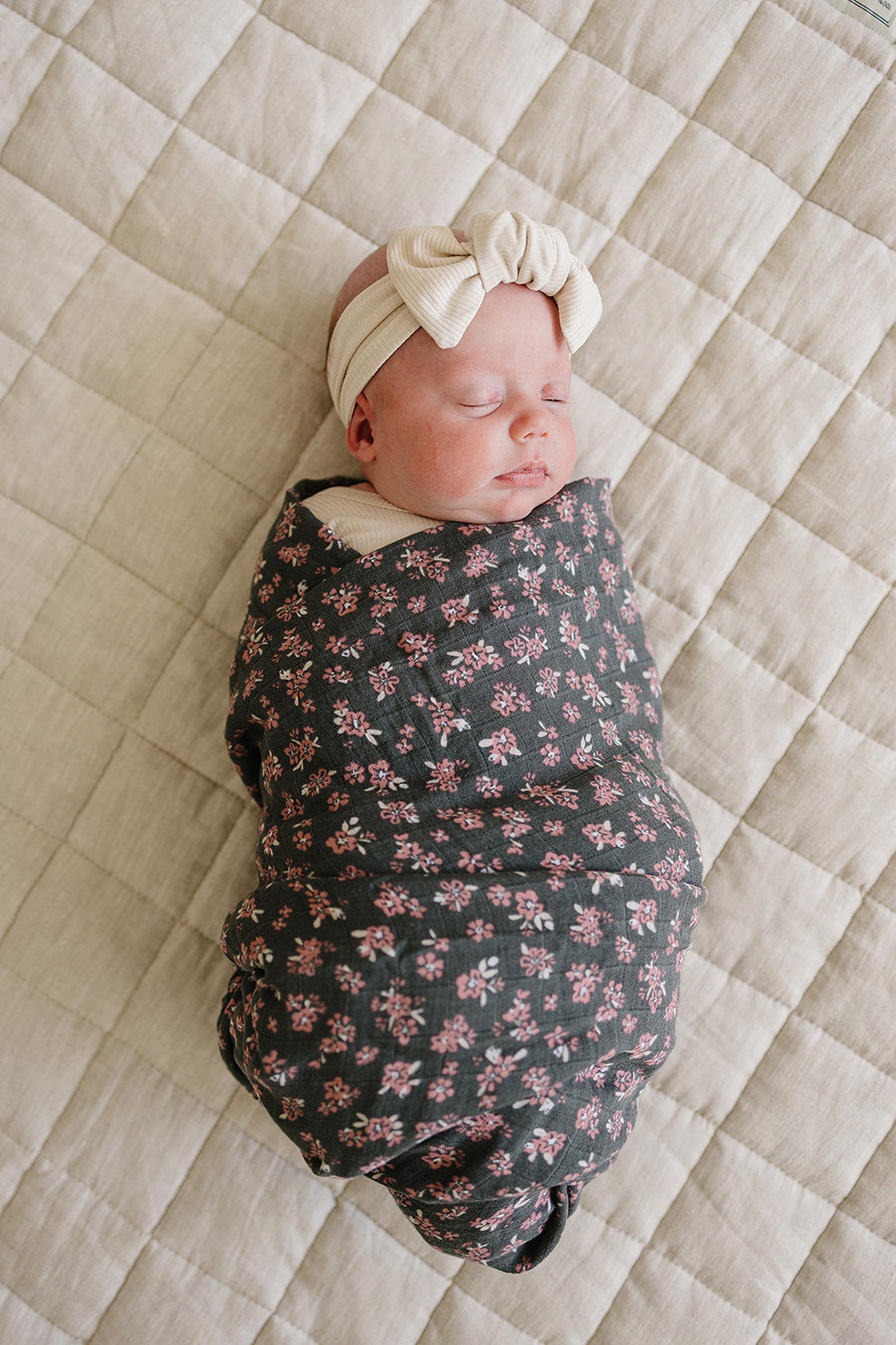 Olive Bloom Muslin Swaddle Blanket, 100% Cotton, Baby Essentials