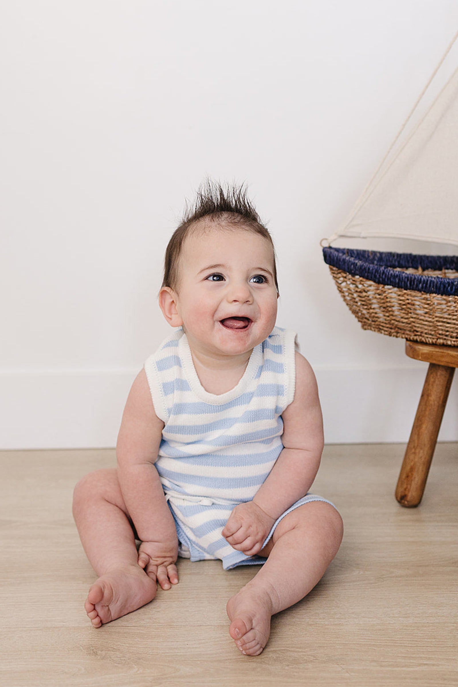 Blue Stripe Short Tank Set, Cotton, Toddler & Kids