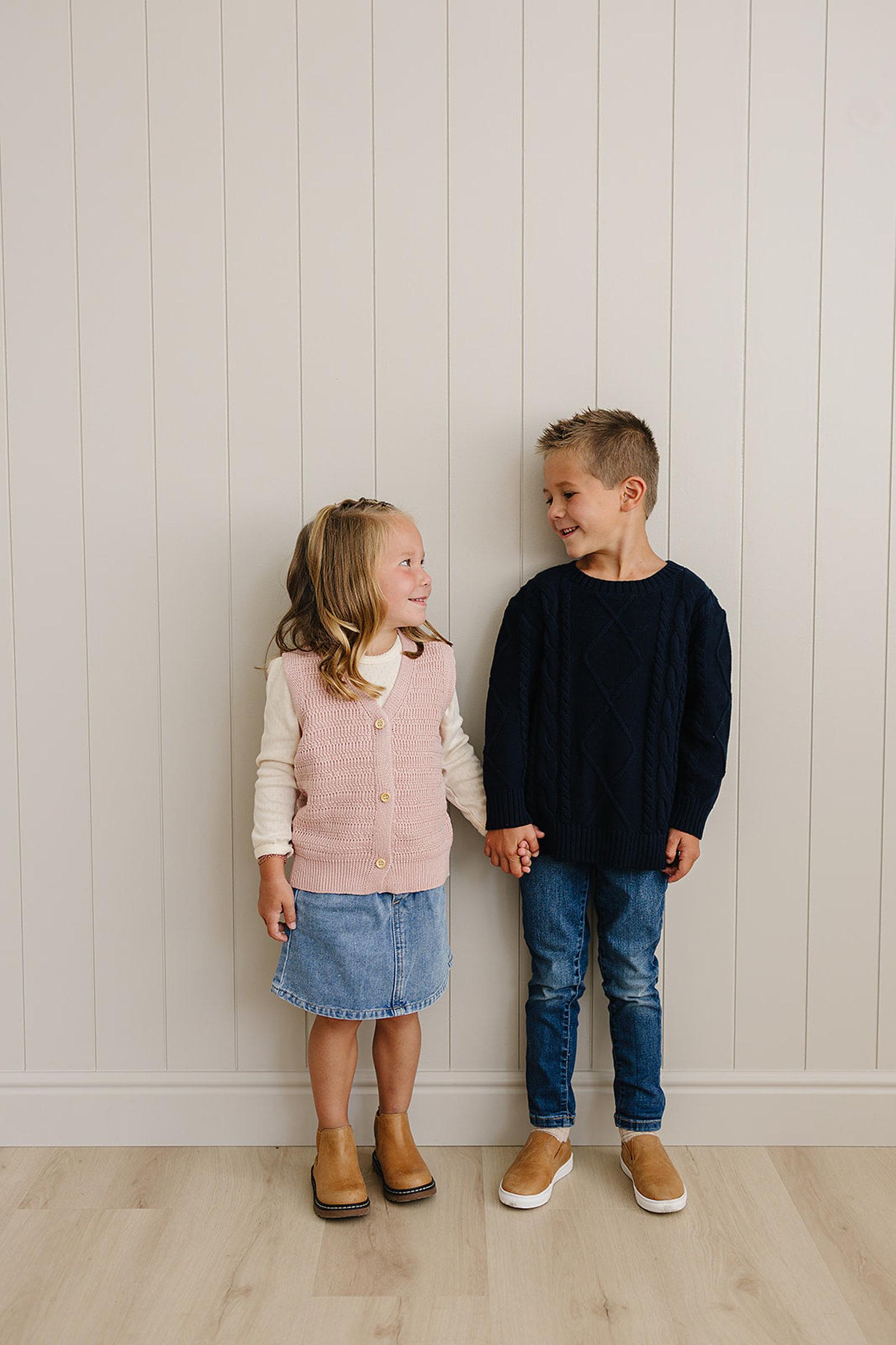 Pink Knit Button Down Vest, 100% Cotton, Sizes 6M-7