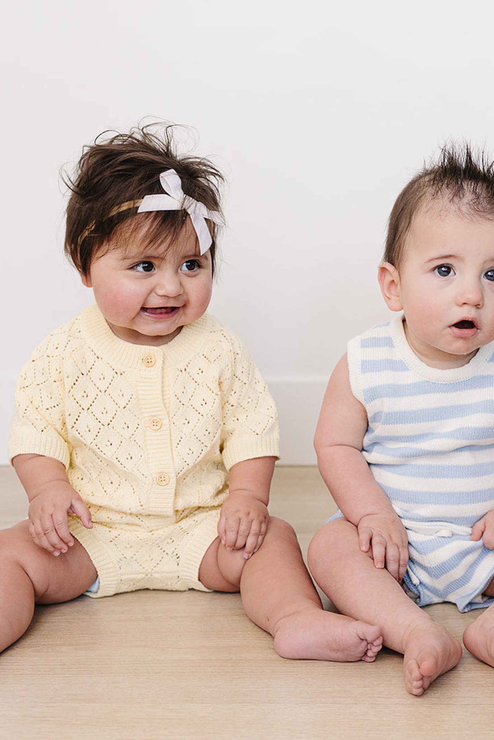 Cotton Yellow Cardigan Bloomer Set for Baby Girls