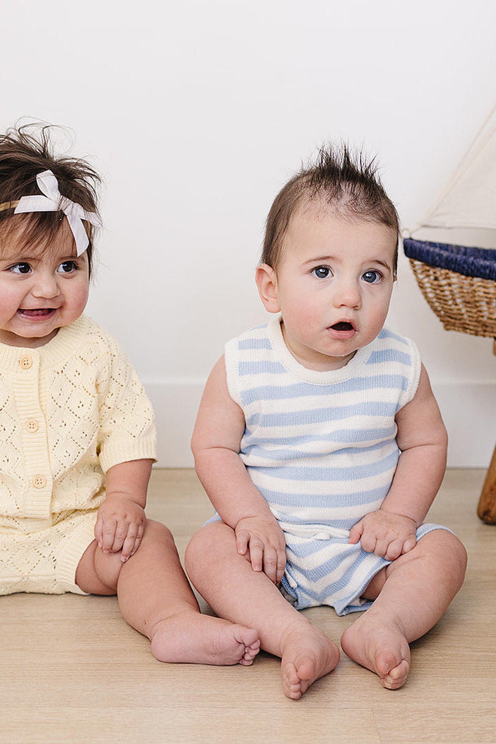 Blue Stripe Short Tank Set, Cotton, Toddler & Kids