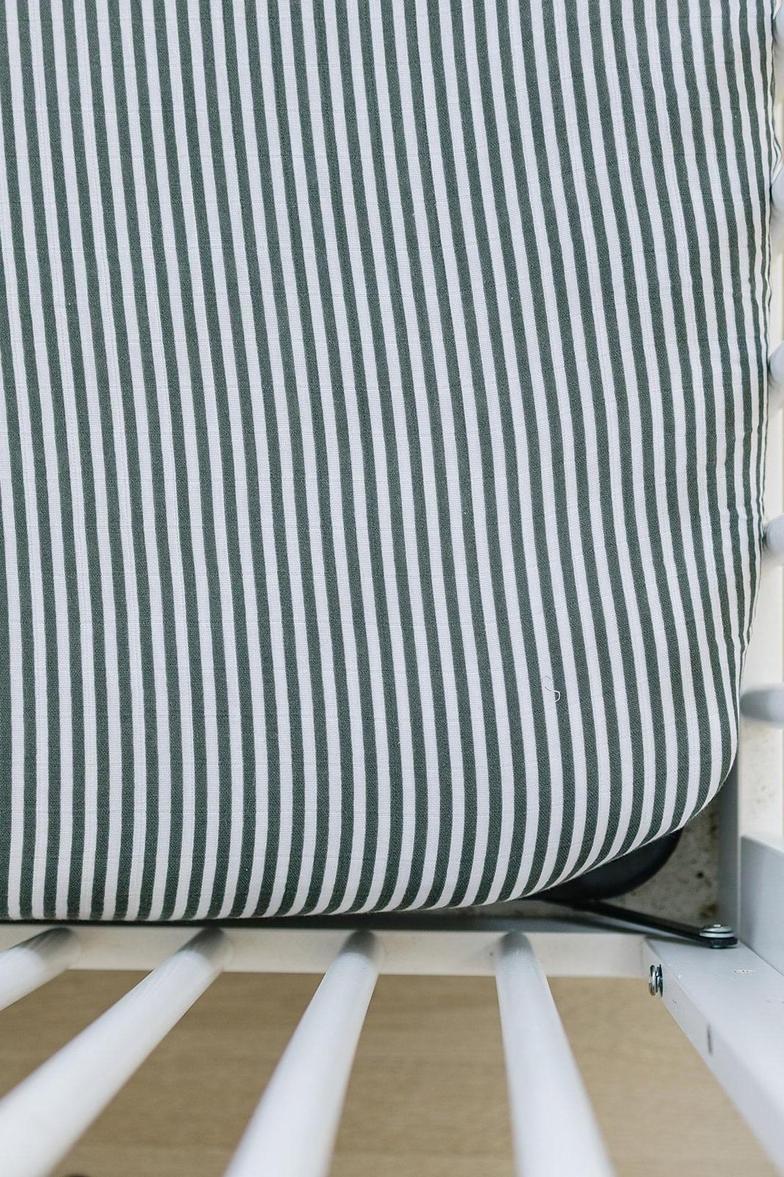 Green Stripes Muslin Crib Sheet, 100% Cotton, Baby Essentials