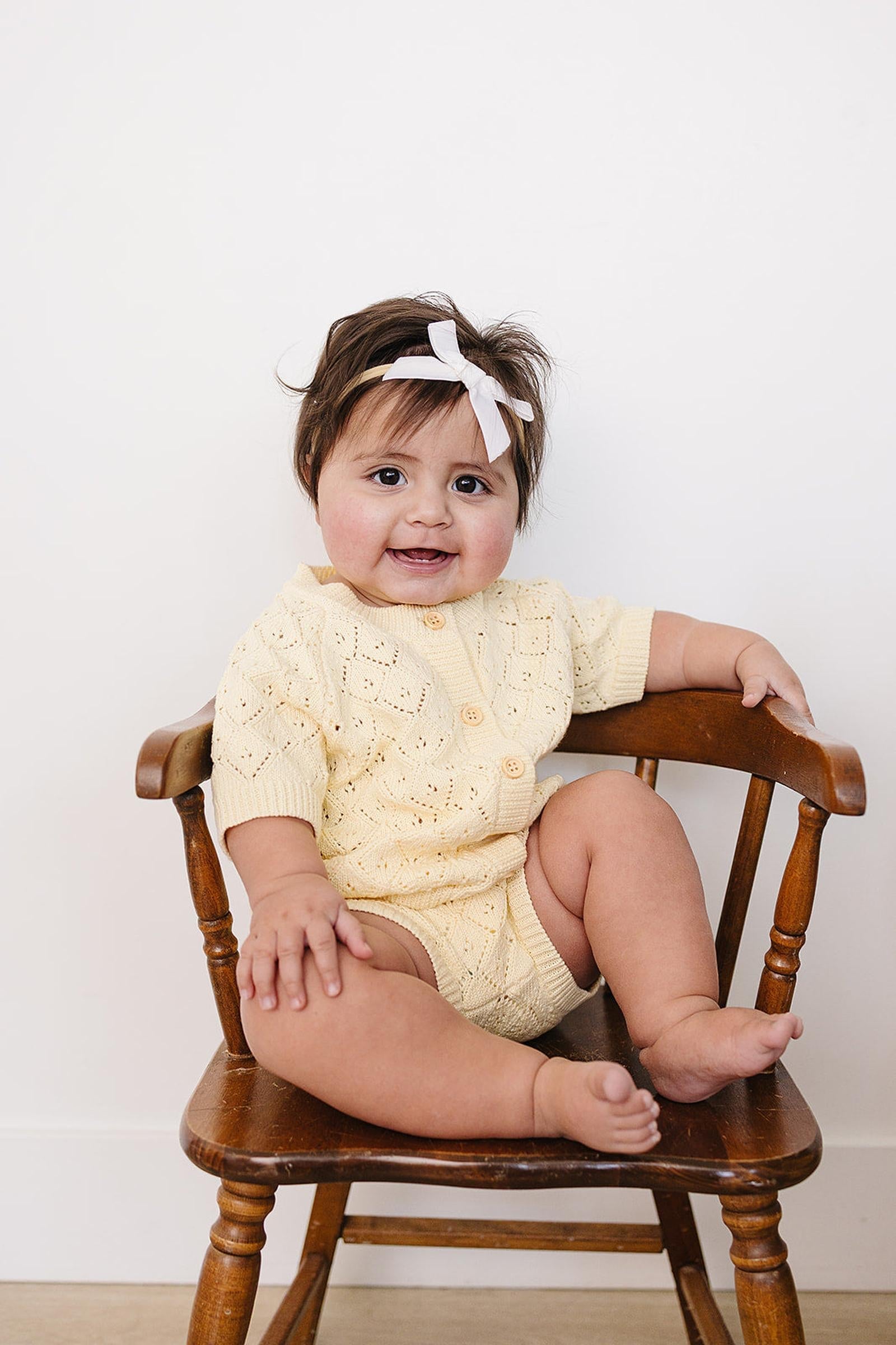 Cotton Yellow Cardigan Bloomer Set for Baby Girls