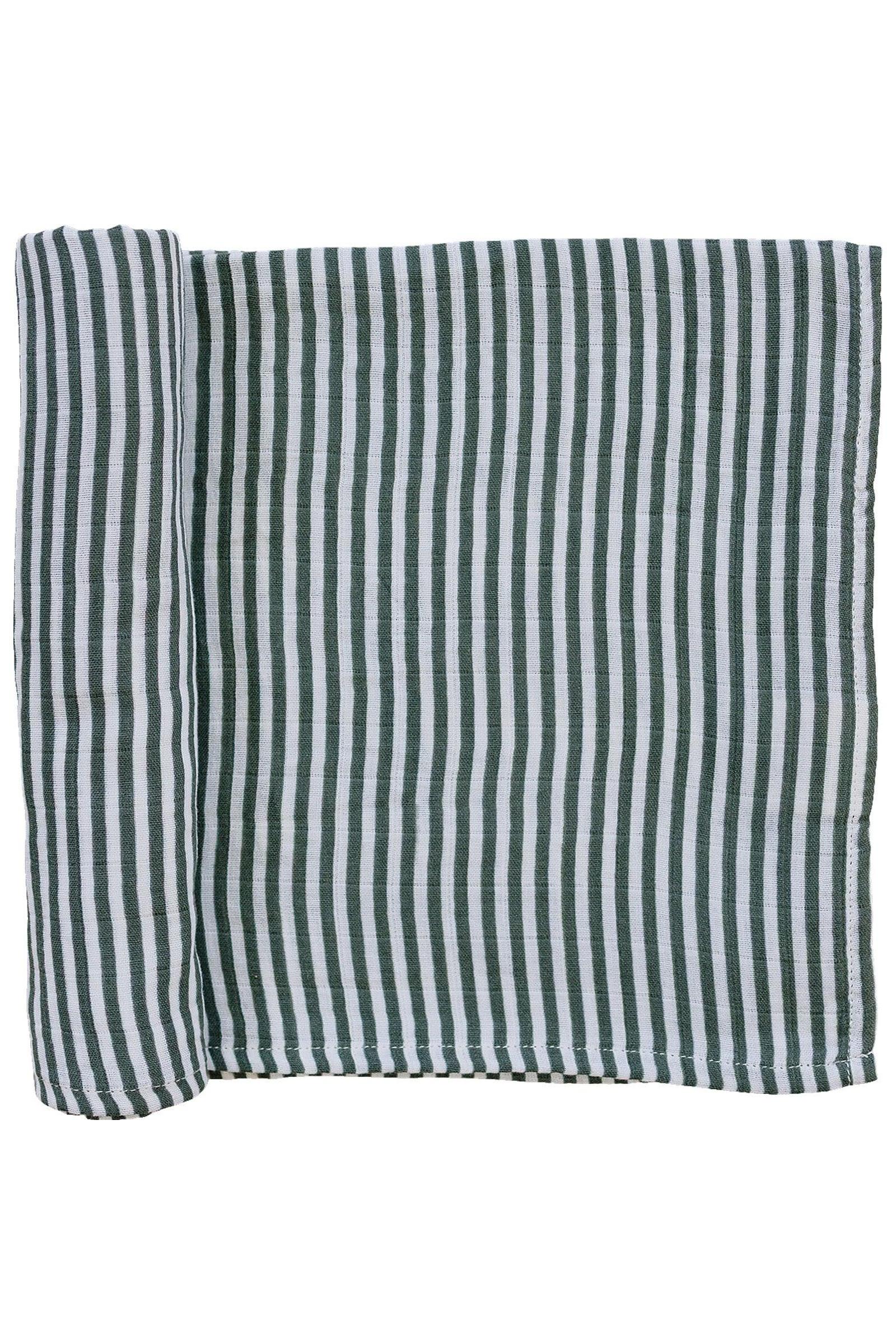 Green Stripes Muslin Swaddle Blanket, 100% Cotton, Gender Neutral, Baby