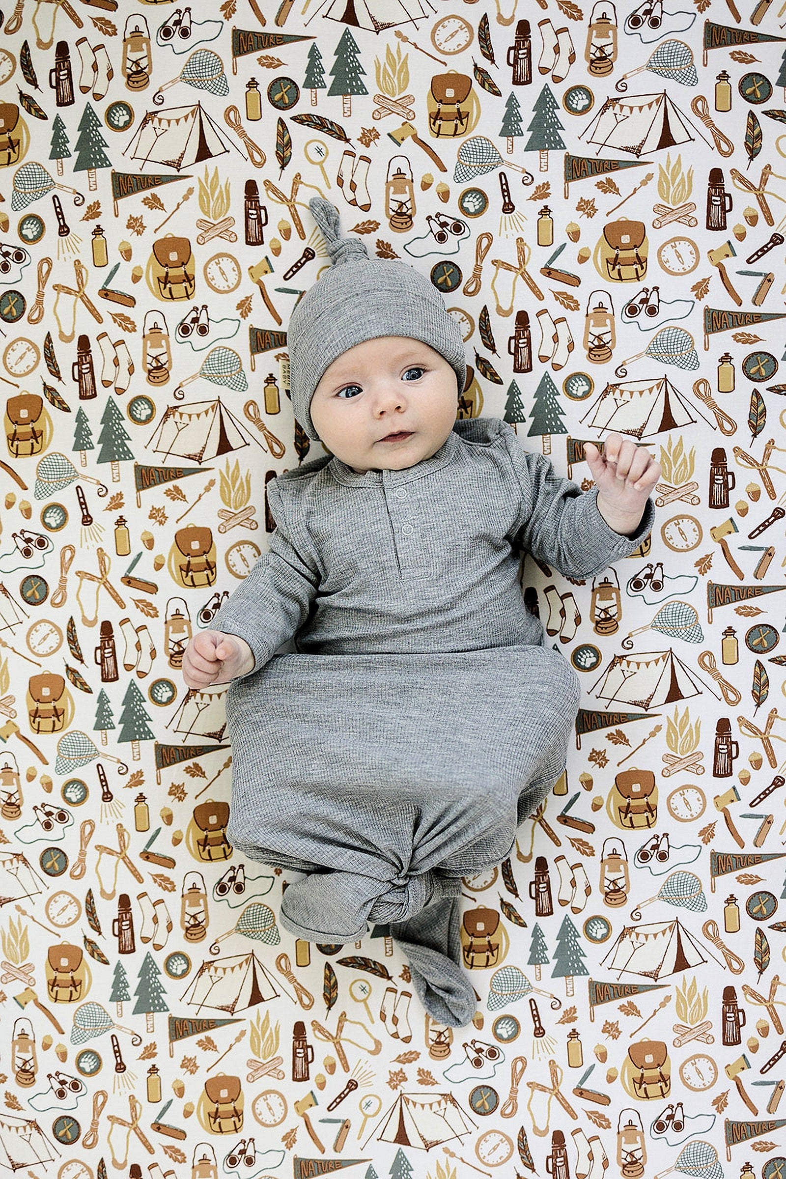 Heather Grey Ribbed Newborn Knot Hat, Bamboo, Newborn, Baby Essentials