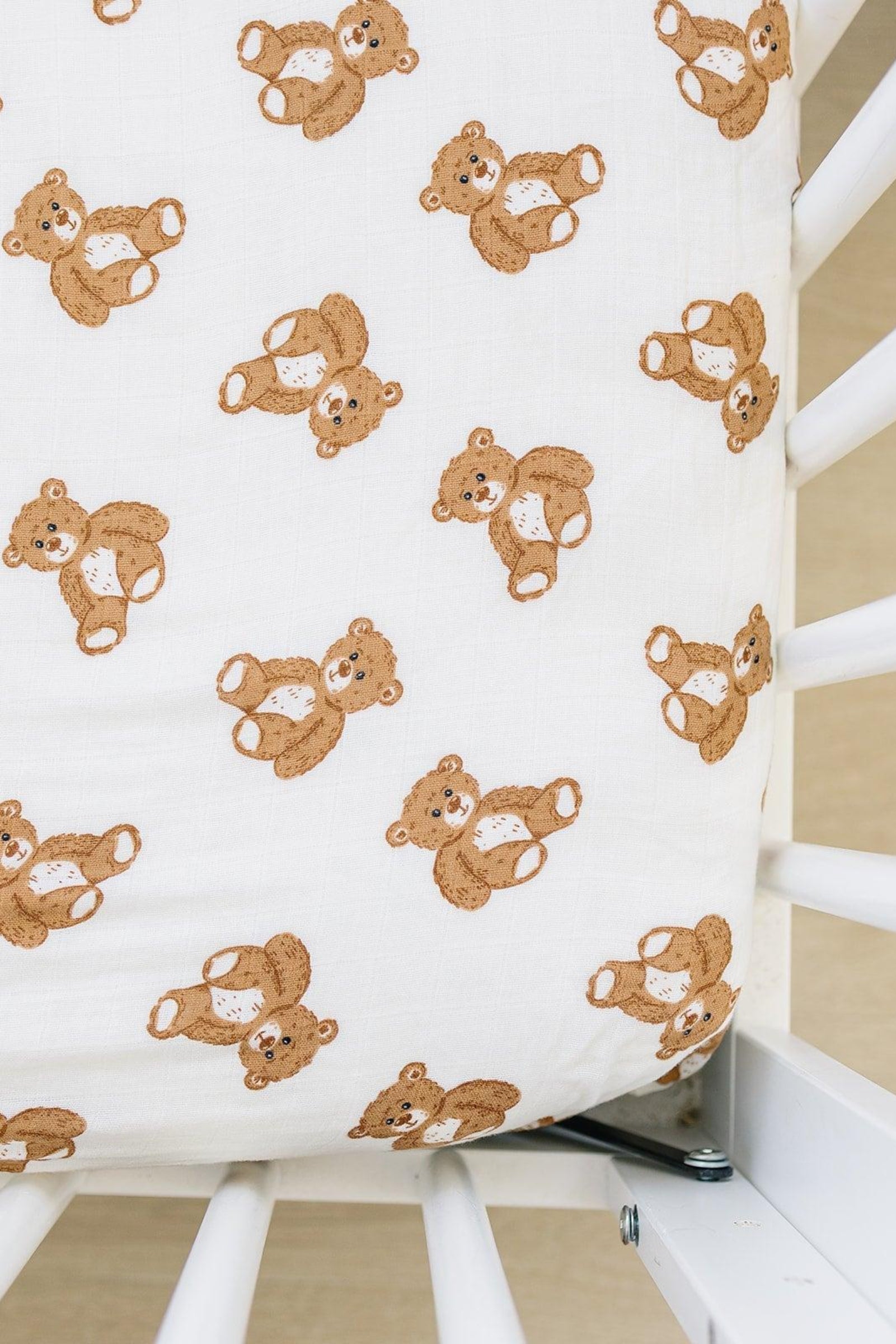 Teddy Bear Muslin Crib Sheet, 100% Cotton, Baby Essentials