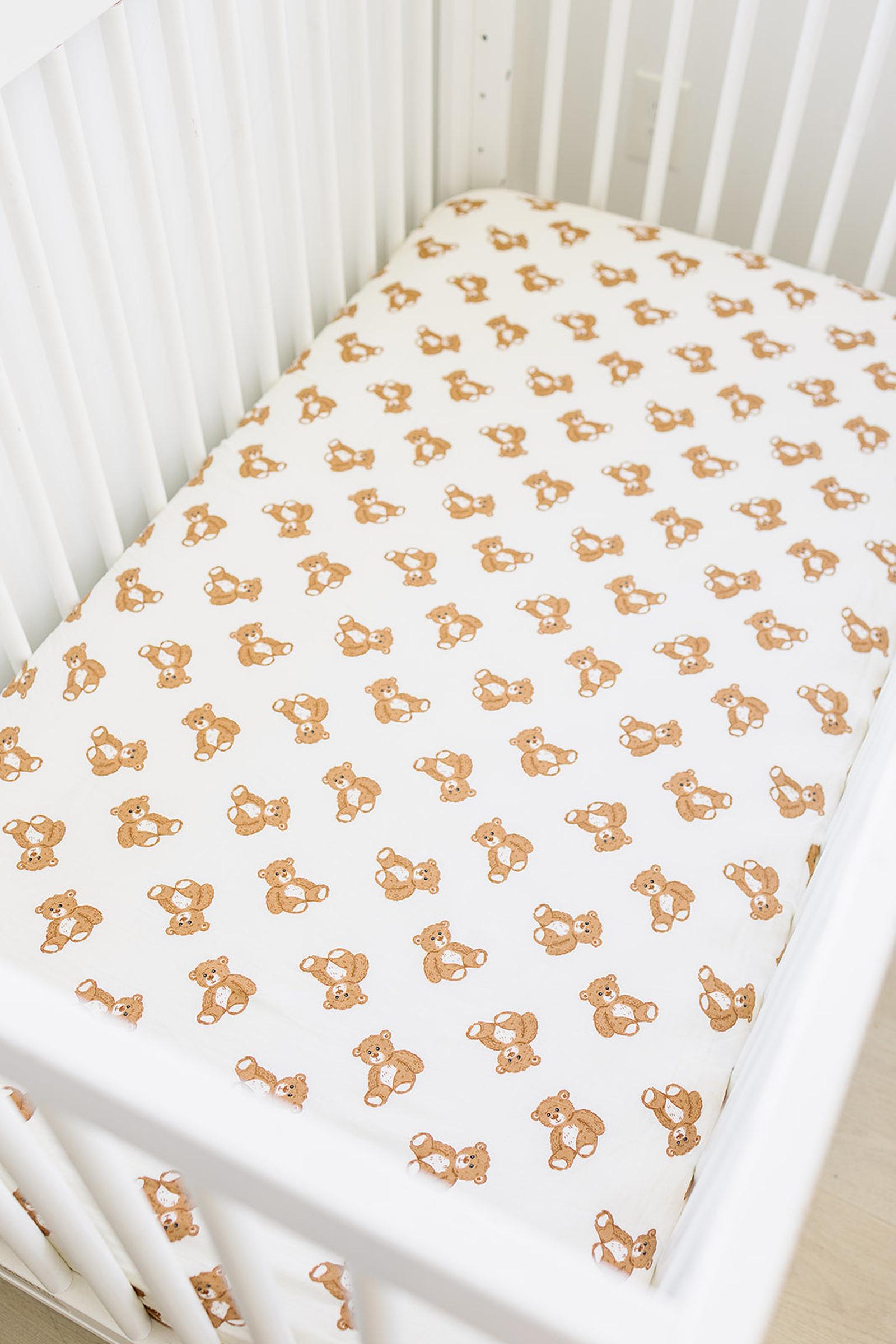 Teddy Bear Muslin Crib Sheet, 100% Cotton, Baby Essentials