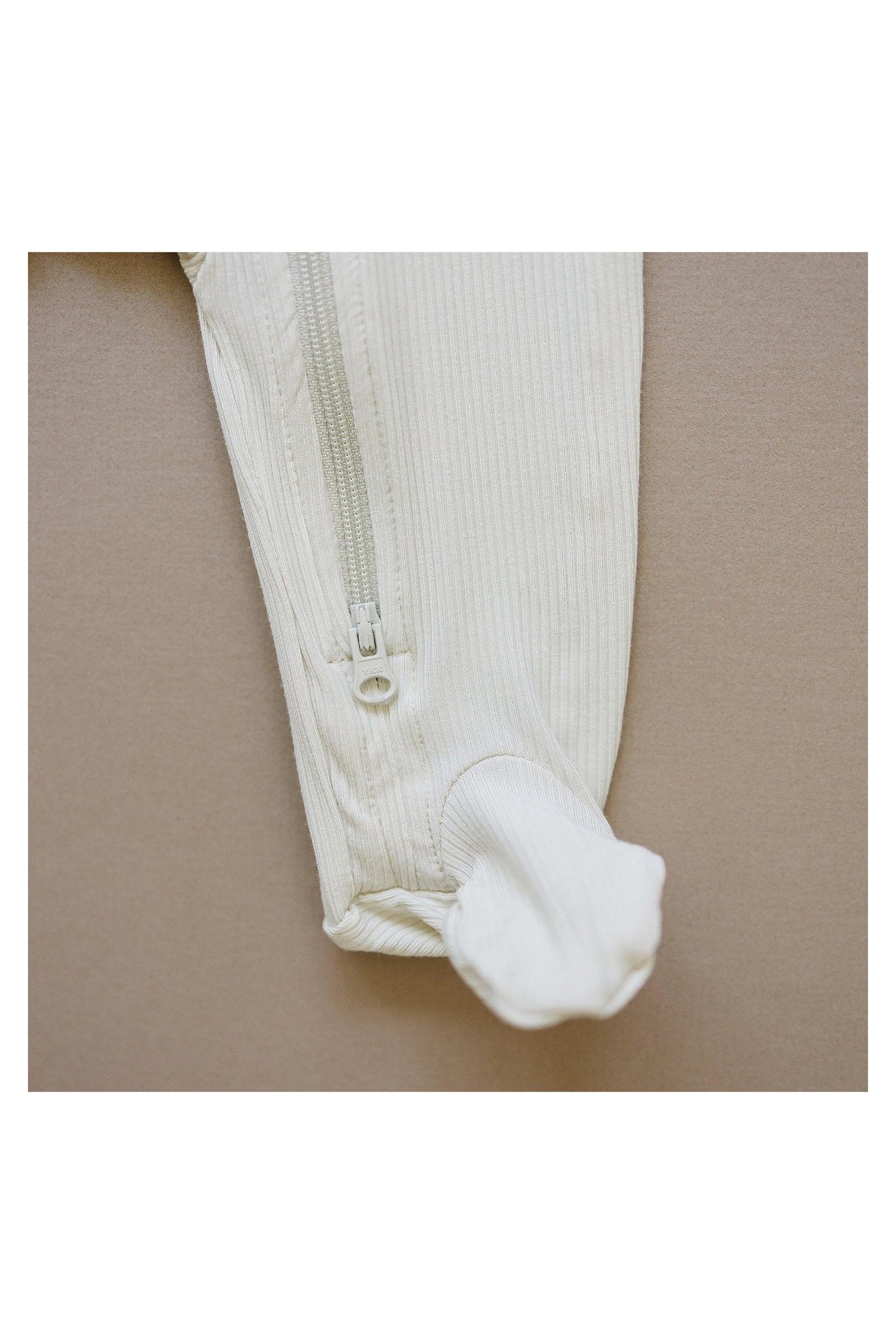 Cream Ribbed Zipper Pajama, Bamboo, Preemie, Baby Essentials