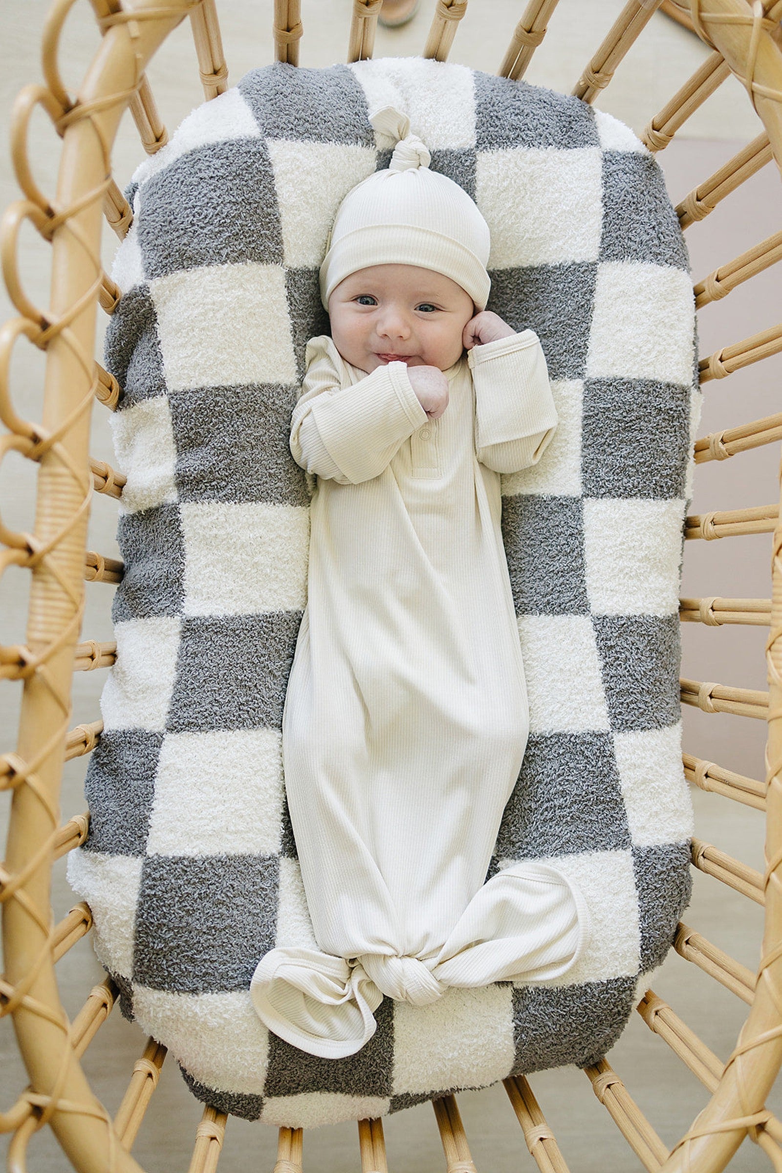 Cream Ribbed Knot Gown, Bamboo, Baby Essentials