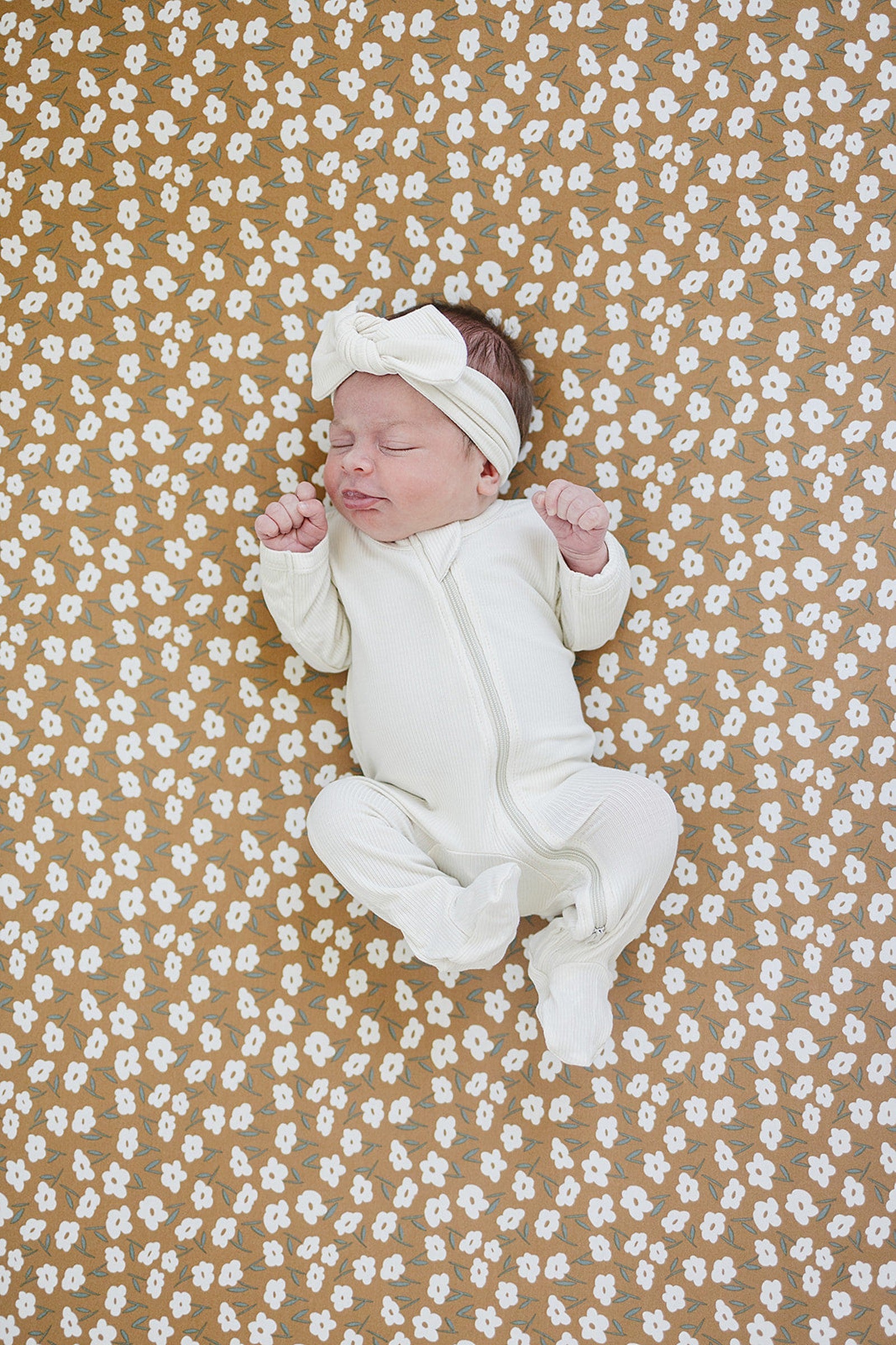 Cream Ribbed Zipper Pajama, Bamboo, Preemie, Baby Essentials