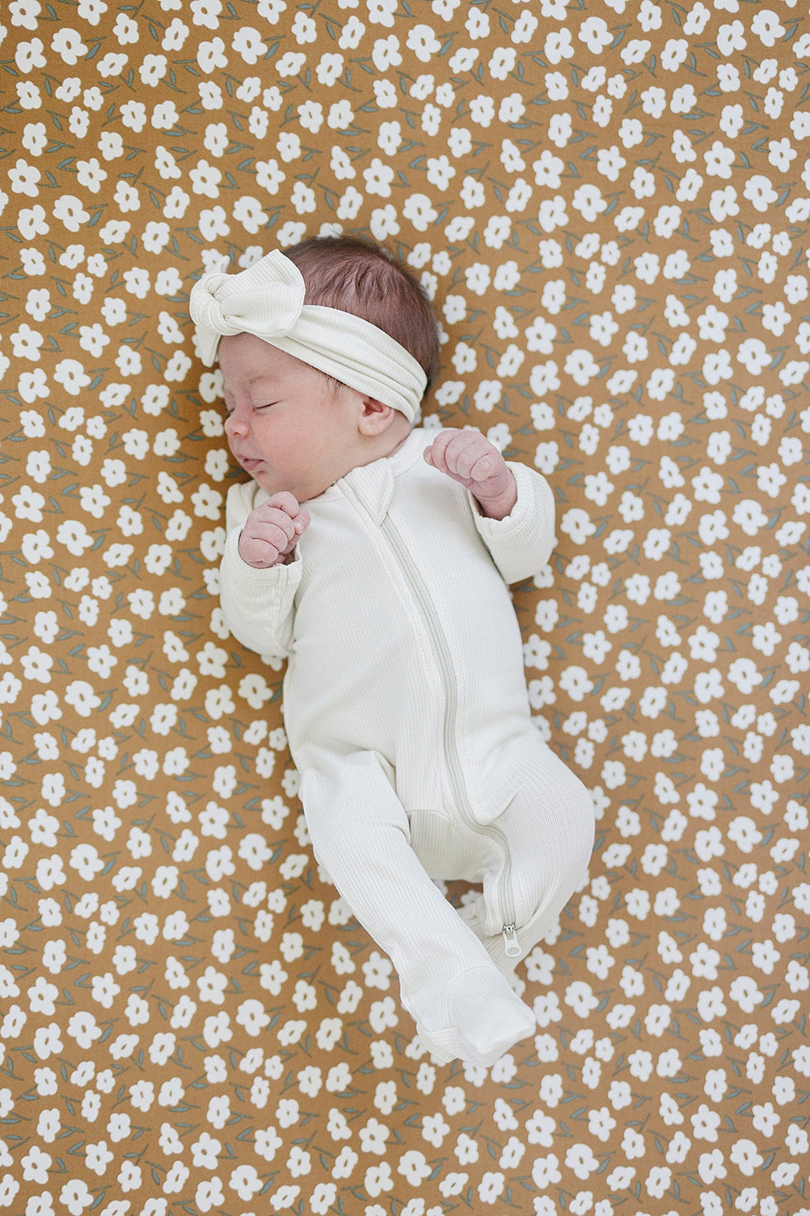 Cream Ribbed Zipper Pajama, Bamboo, Preemie, Baby Essentials