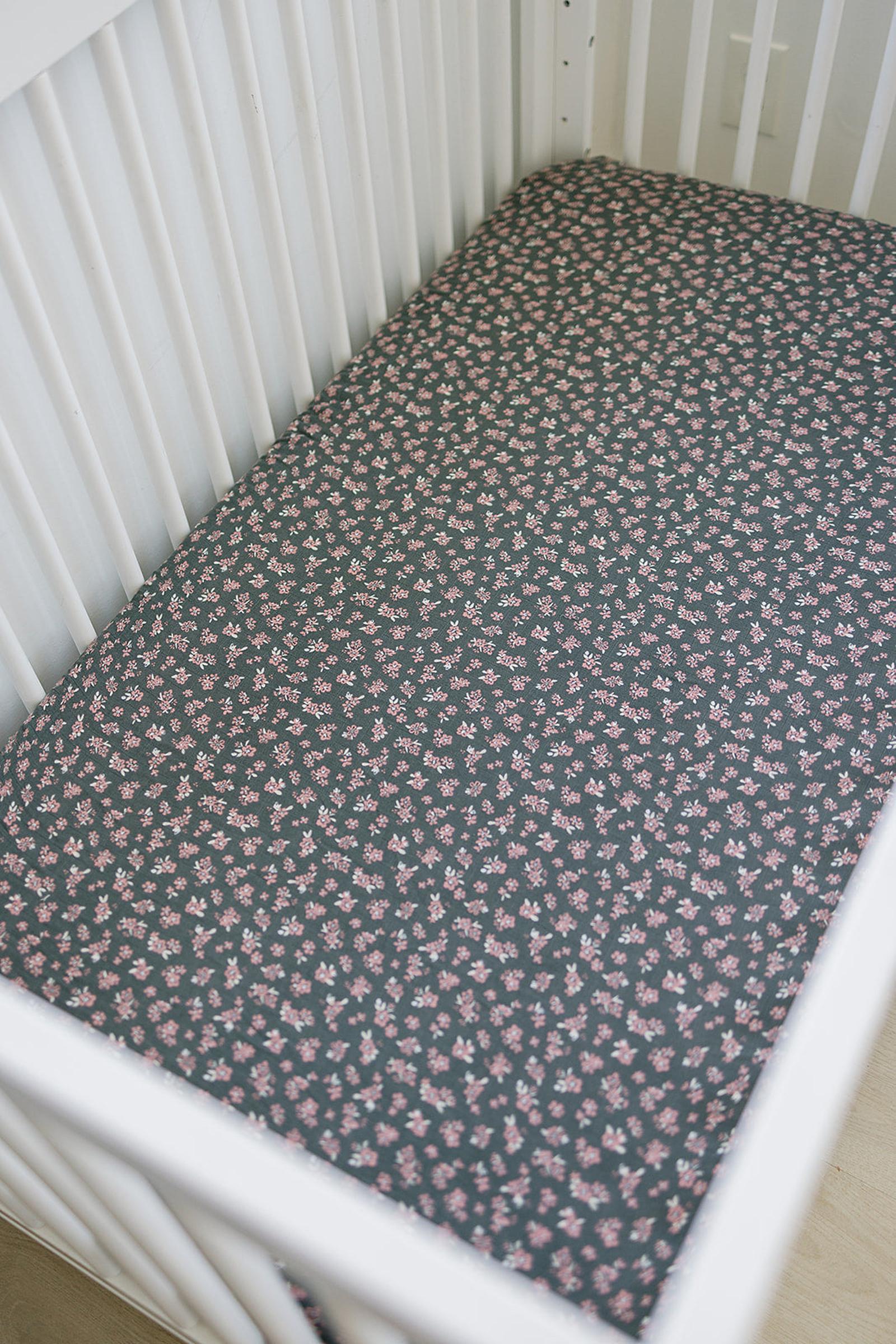 Olive Bloom Muslin Crib Sheet, 100% Cotton, Baby Essentials