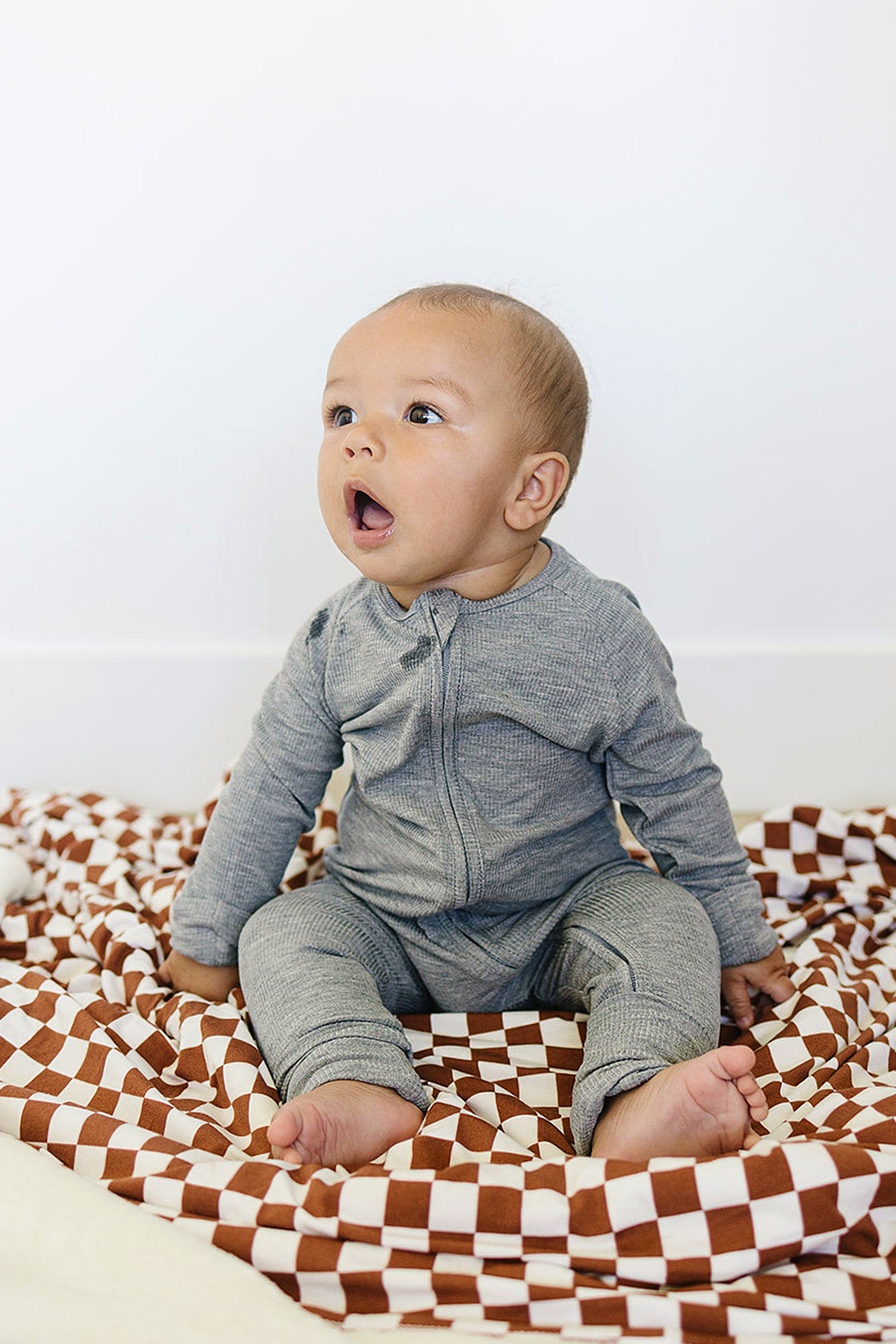 Heather Grey Ribbed Zipper Pajama, Bamboo, Preemie, Baby Essentials