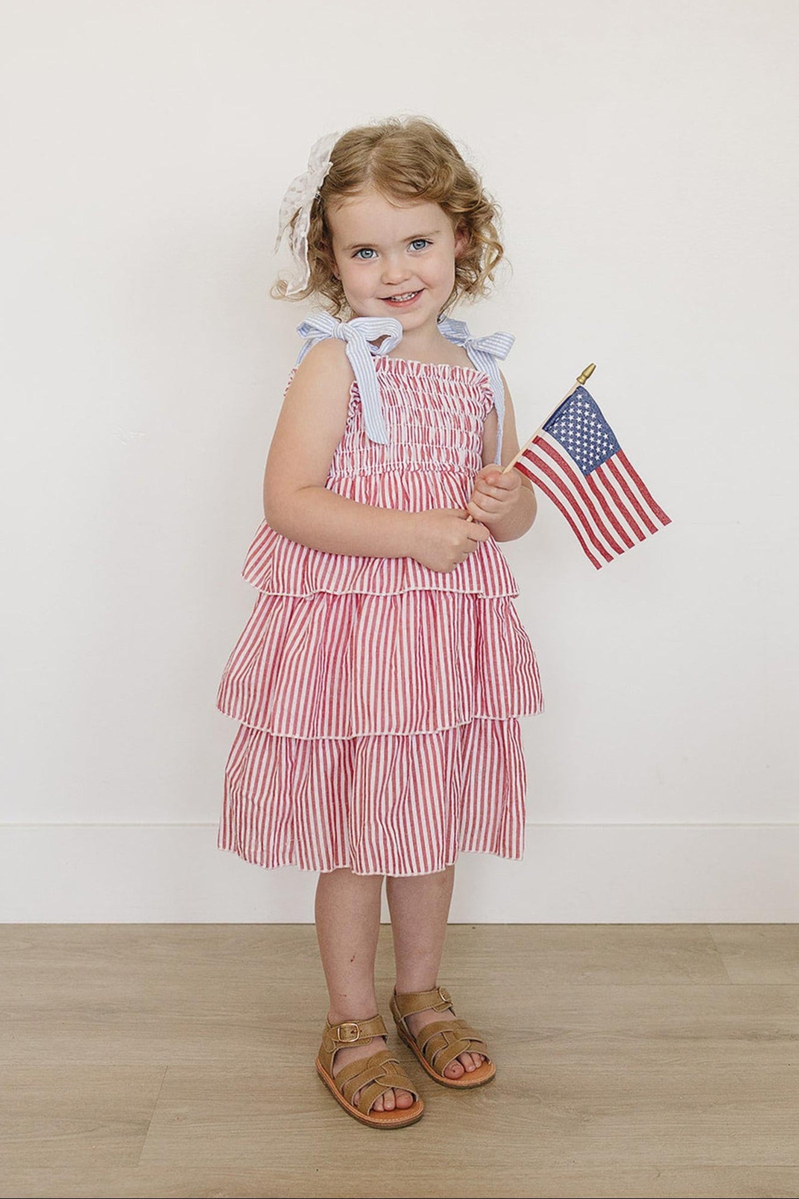 Patriotic Red Stripe Ruffle Dress, Cotton, Baby, Toddler & Kids