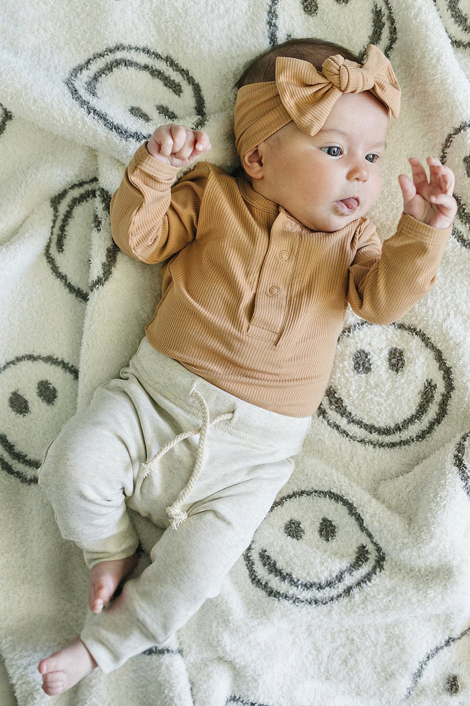 Latte Snap Long Sleeve Ribbed Bodysuit, Bamboo, Baby Essentials, Gender Neutral