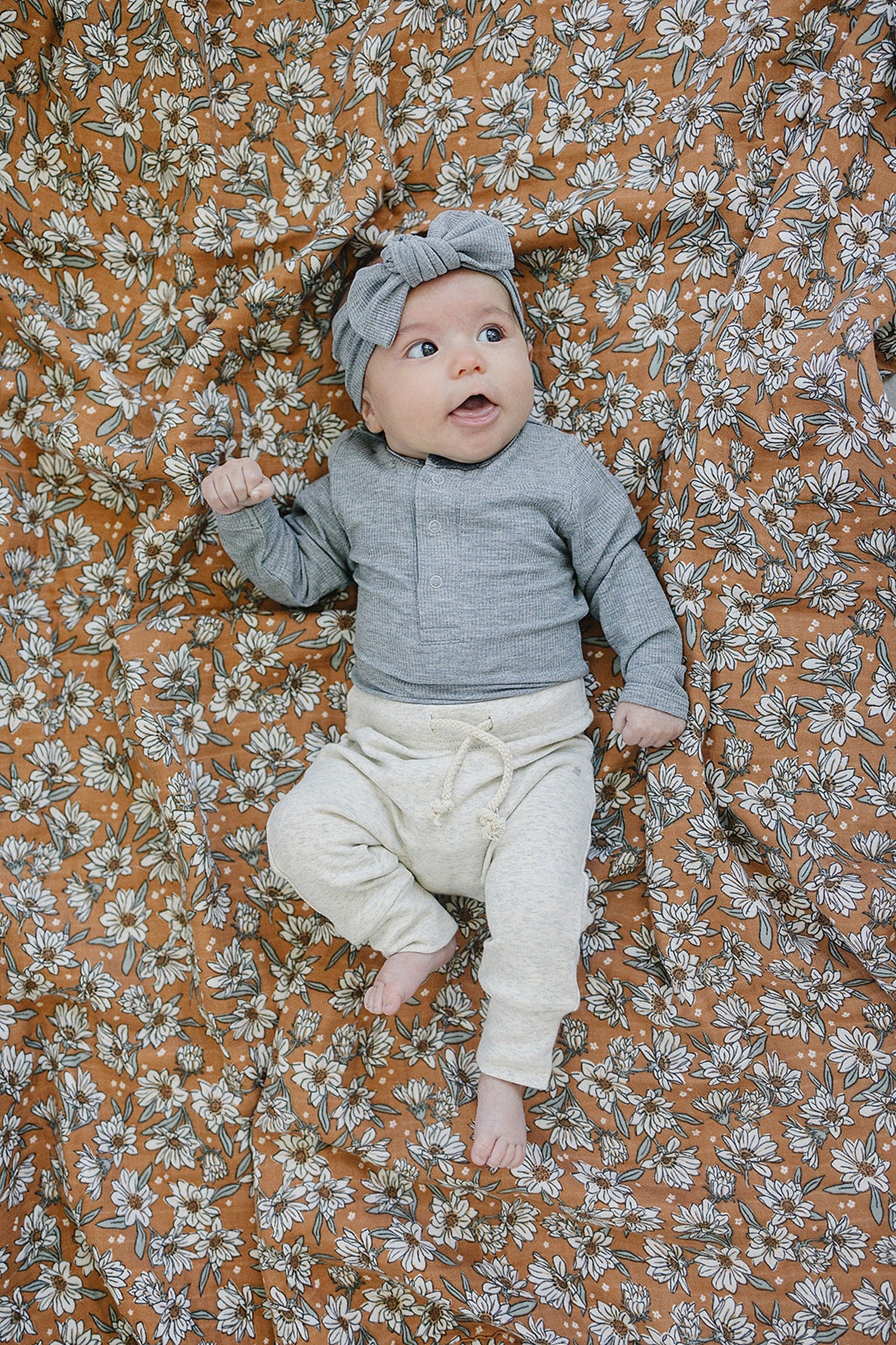 Heather Grey Ribbed Head Wrap, Bamboo, Baby Essentials