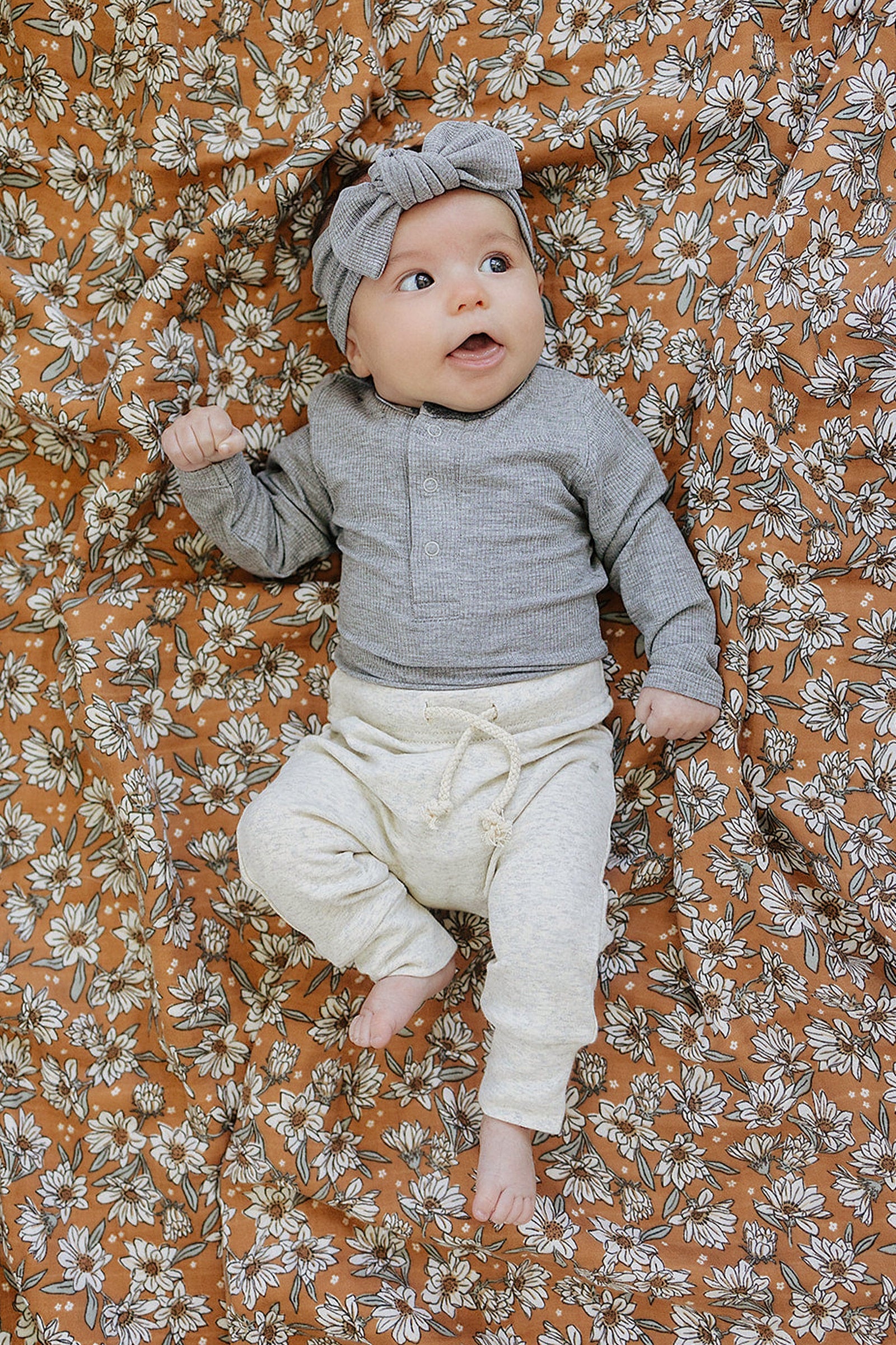 Heather Grey Snap Long Sleeve Ribbed Bodysuit, Bamboo, Baby Essentials