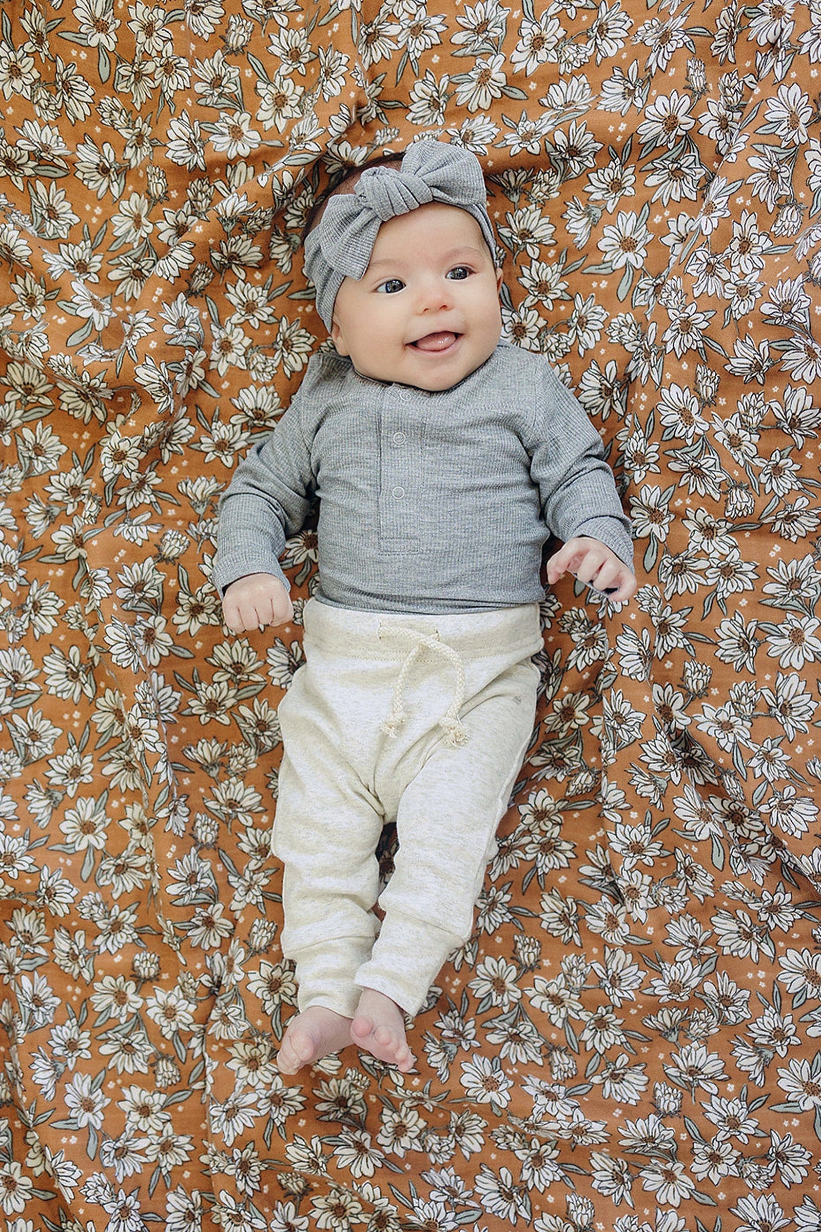 Heather Grey Snap Long Sleeve Ribbed Bodysuit, Bamboo, Baby Essentials