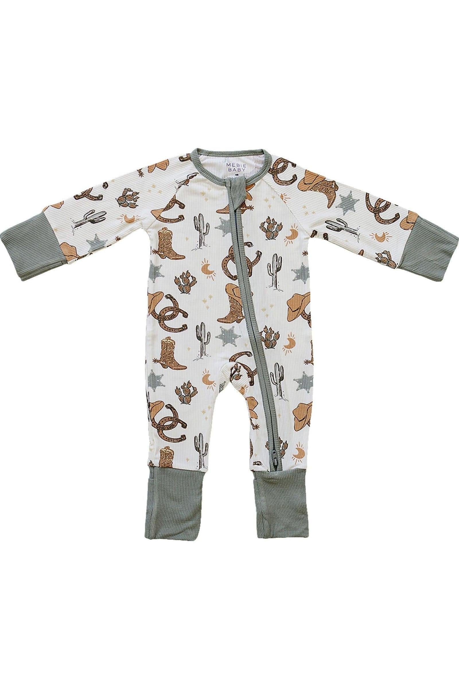 Outlaw Cowboy Ribbed Zipper Pajama, Rodeo Collection, Bamboo, Gender Neutral, Baby