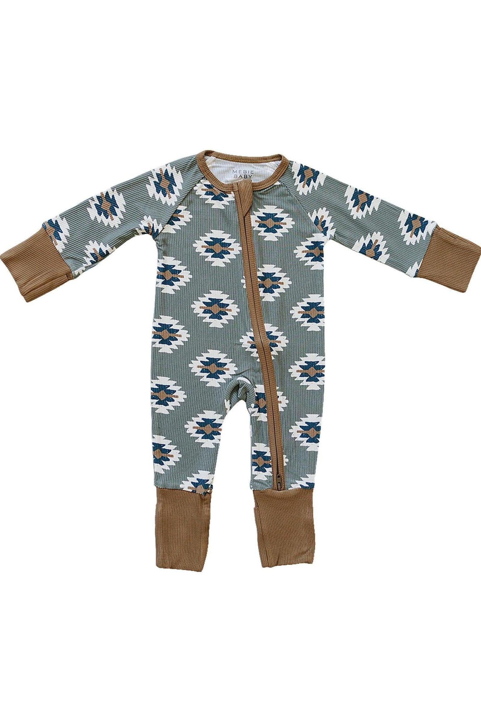 Southwest Aztec Ribbed Zipper Pajama, Bamboo, Rodeo Collection, Baby Essentials