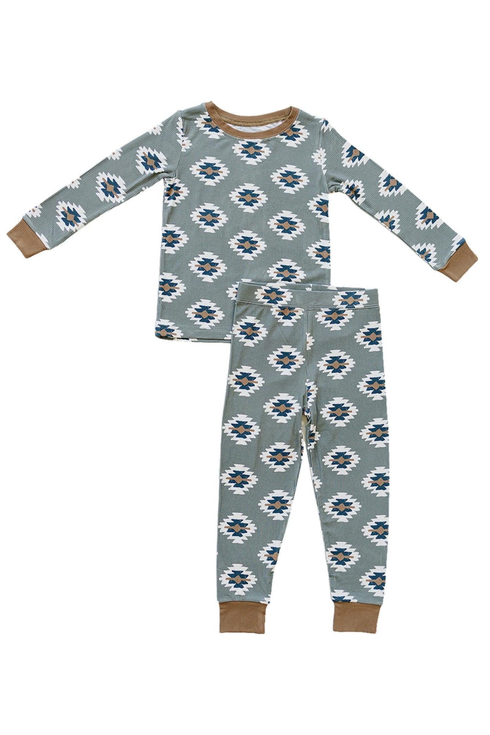 Southwest Aztec Ribbed Cozy Pajama Set, Bamboo, Rodeo Collection, Gender Neutral, Baby, Toddler & Kids
