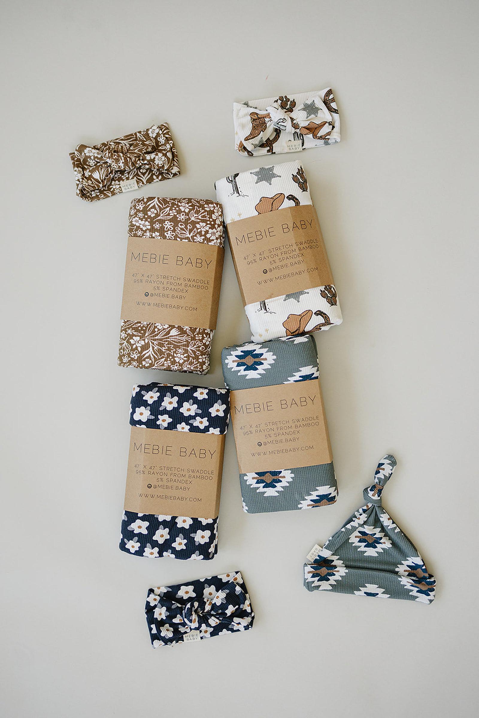Brown Floral Ribbed Head Wrap, Bamboo, Baby