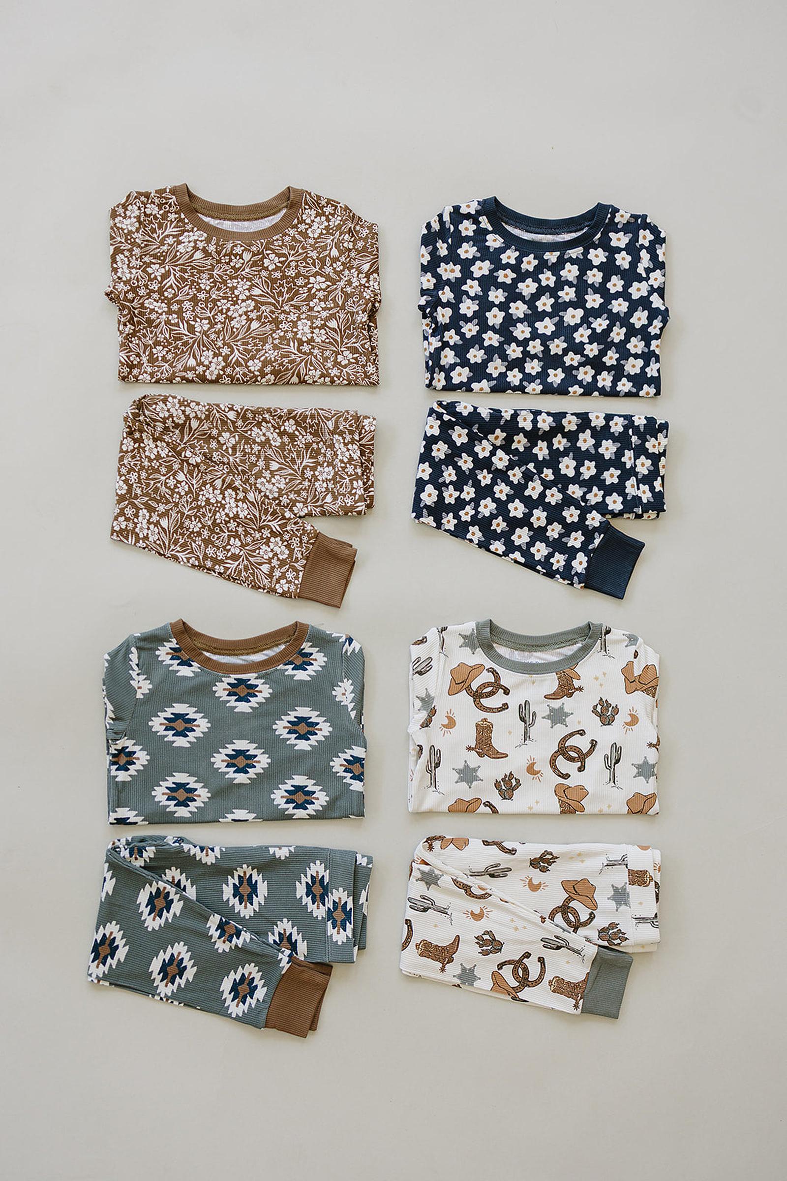 Southwest Aztec Ribbed Cozy Pajama Set, Bamboo, Rodeo Collection, Gender Neutral, Baby, Toddler & Kids