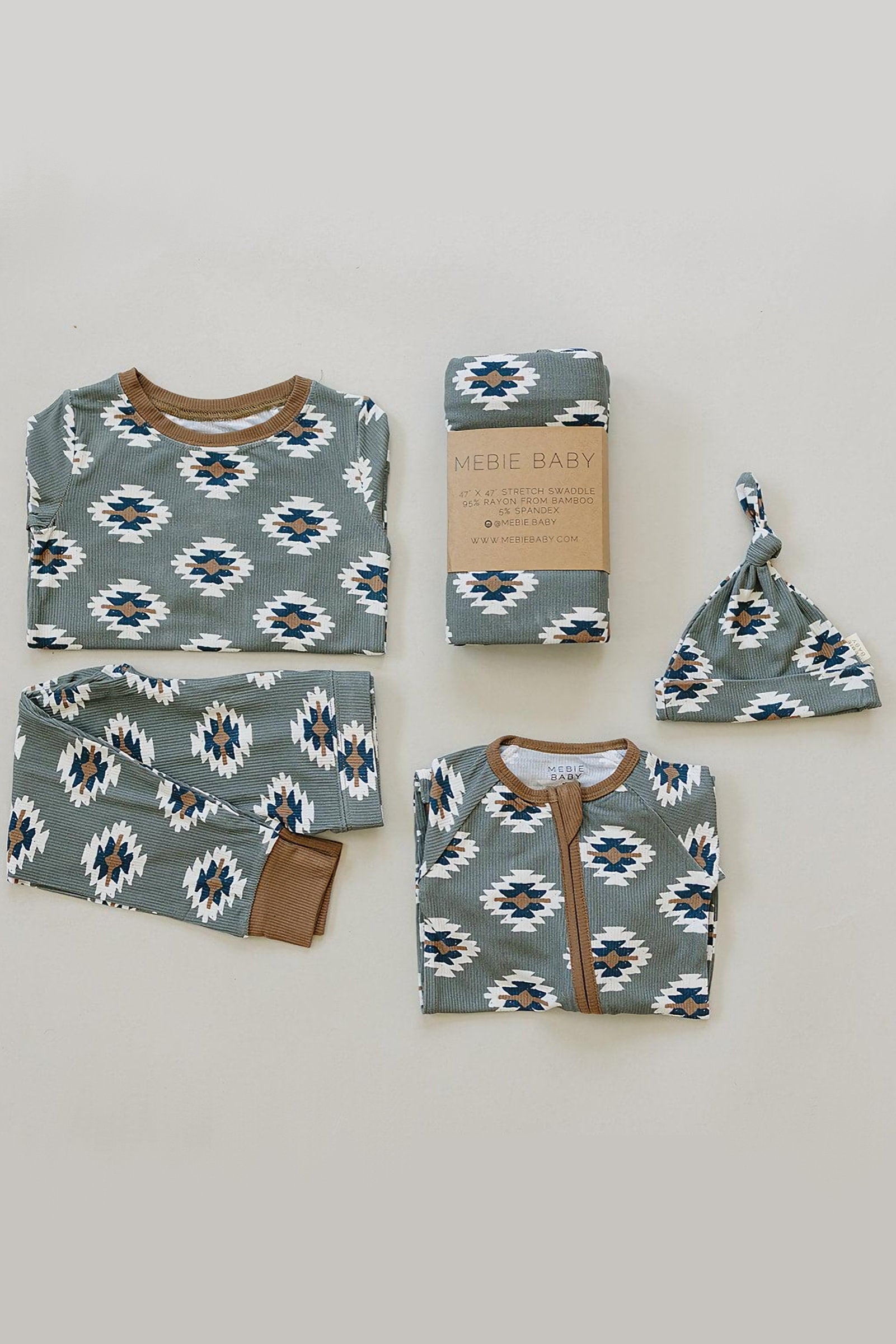 Southwest Aztec Ribbed Cozy Pajama Set, Bamboo, Rodeo Collection, Gender Neutral, Baby, Toddler & Kids