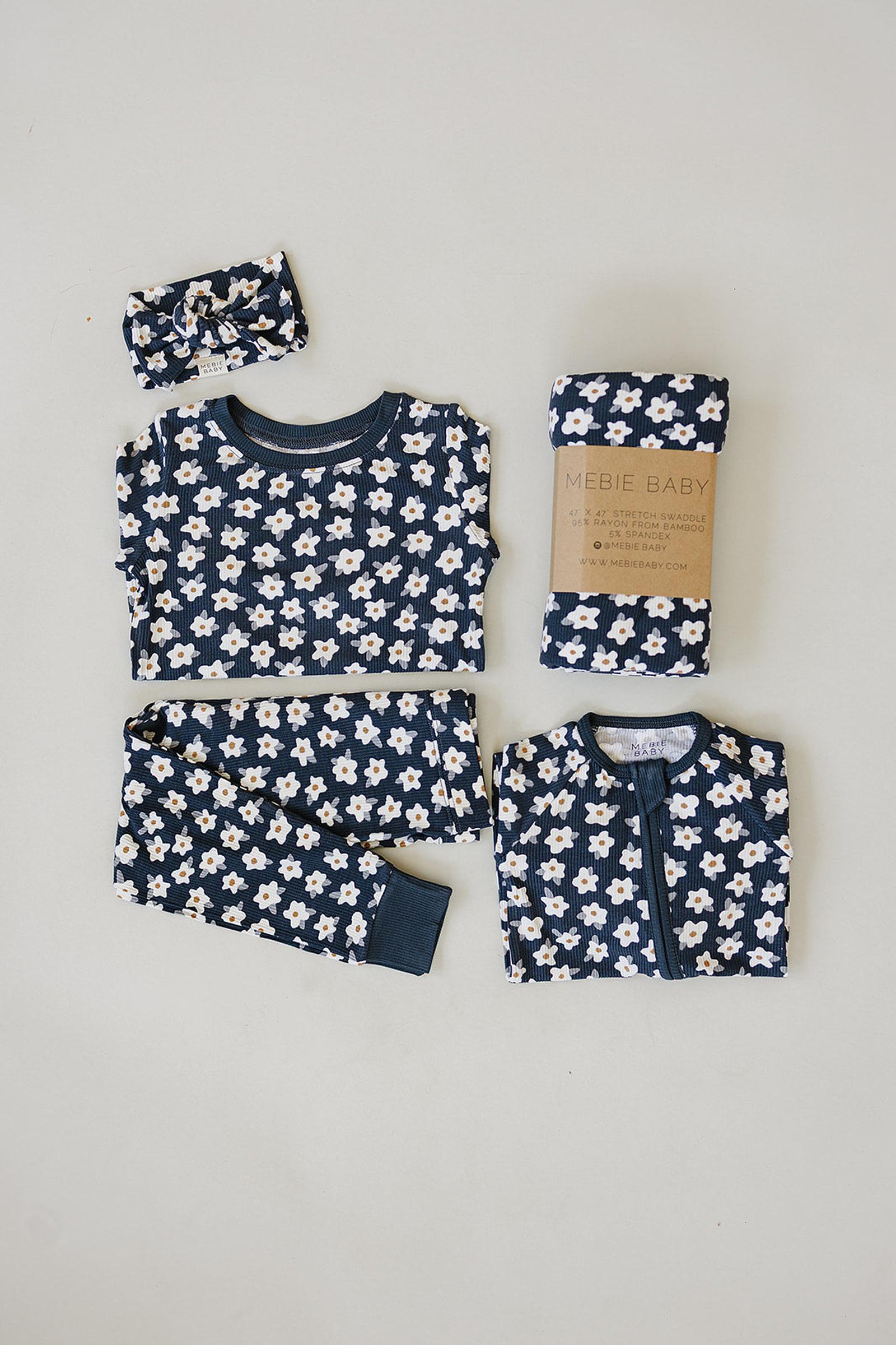 Navy Daisy Ribbed Cozy Pajama Set, Bamboo, Baby, Toddler & Kids