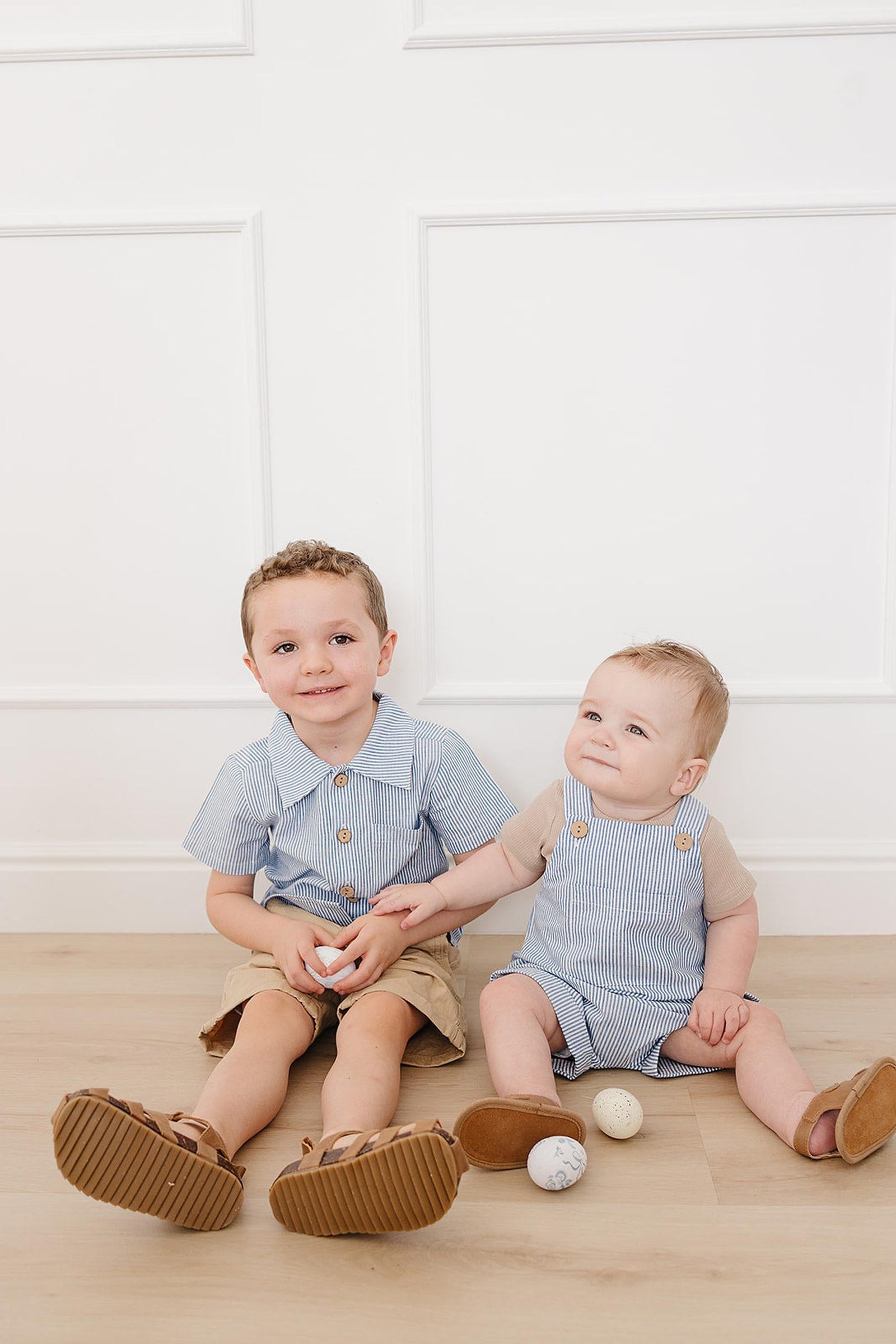 Cotton Blue Stripe Button Up Pocket Shirt, Toddler & Kids