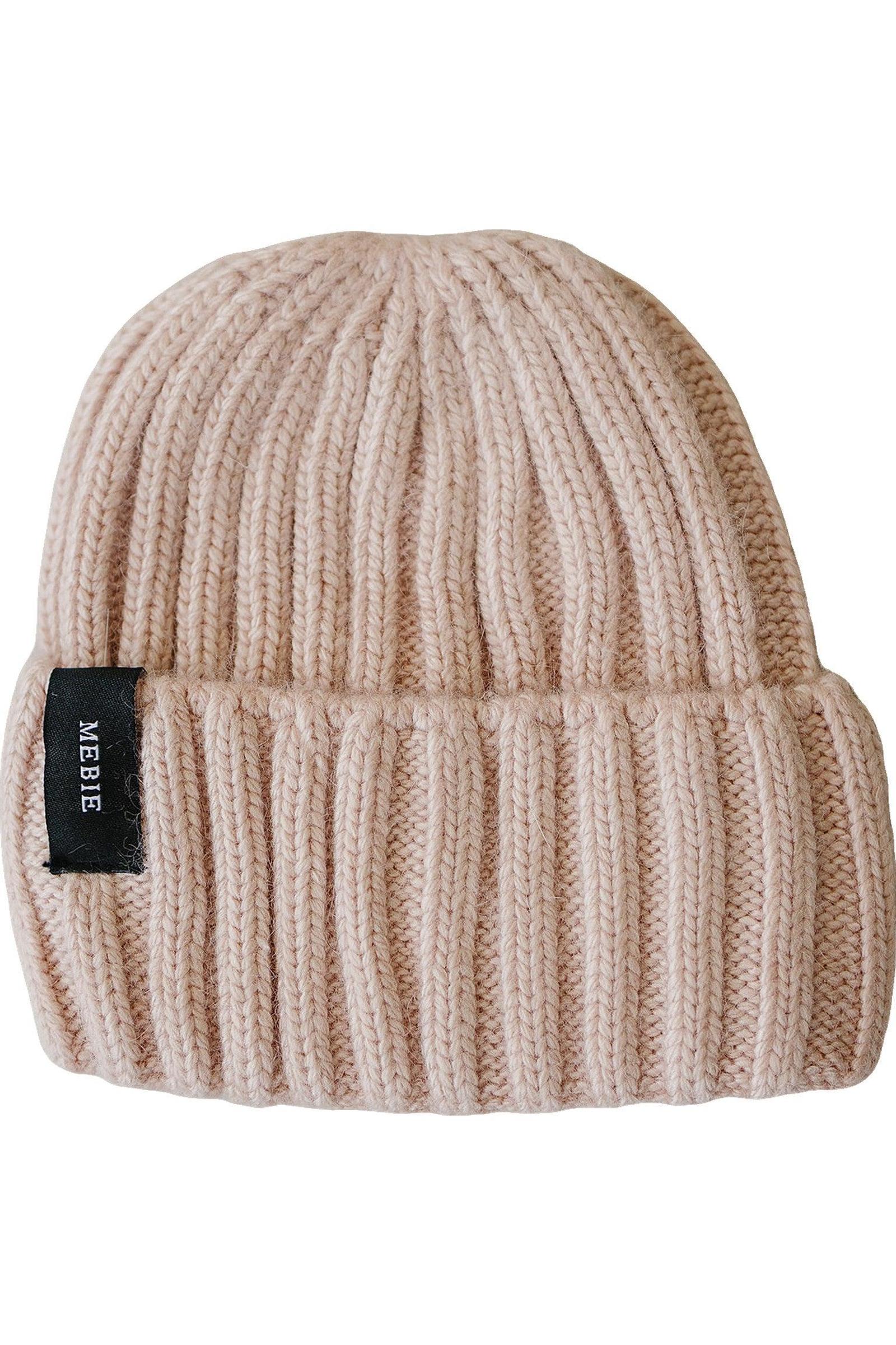 Light Pink Chunky Knit Beanie, 100% Angora Wool, Baby