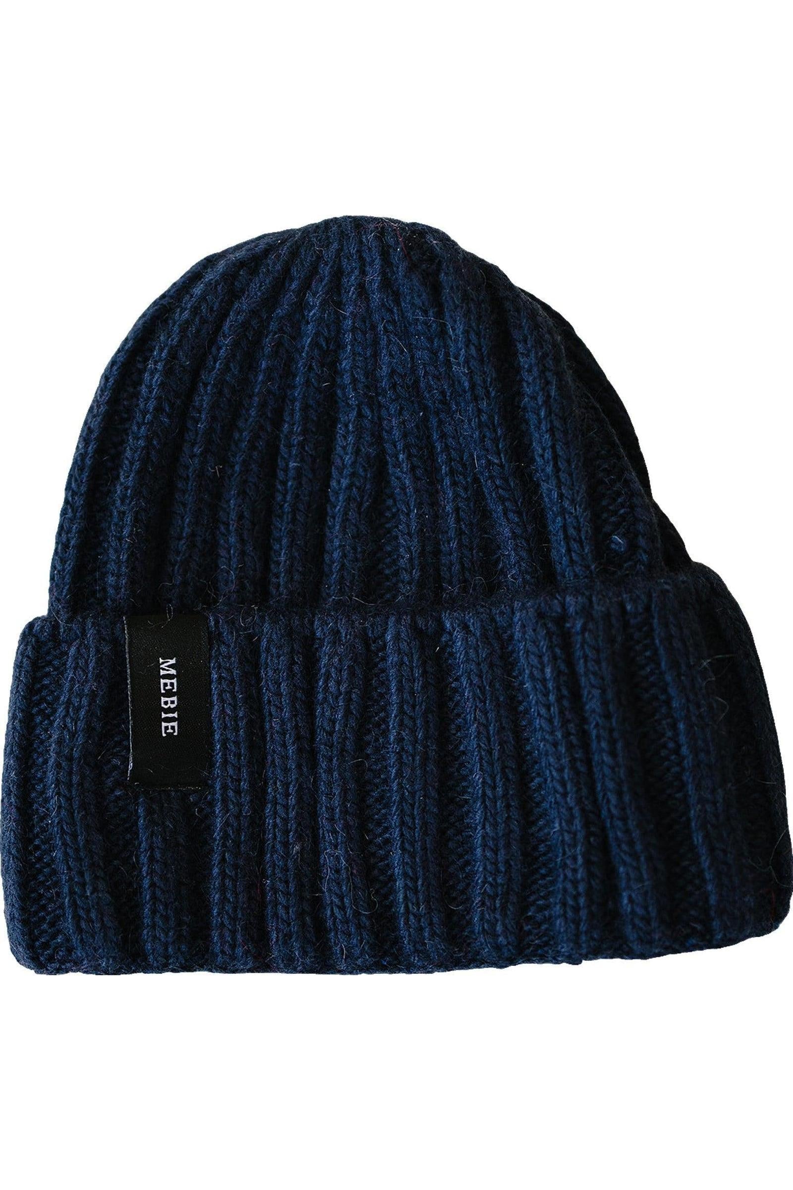 Navy Chunky Knit Beanie, 100% Angora Wool, Gender Neutral, Baby