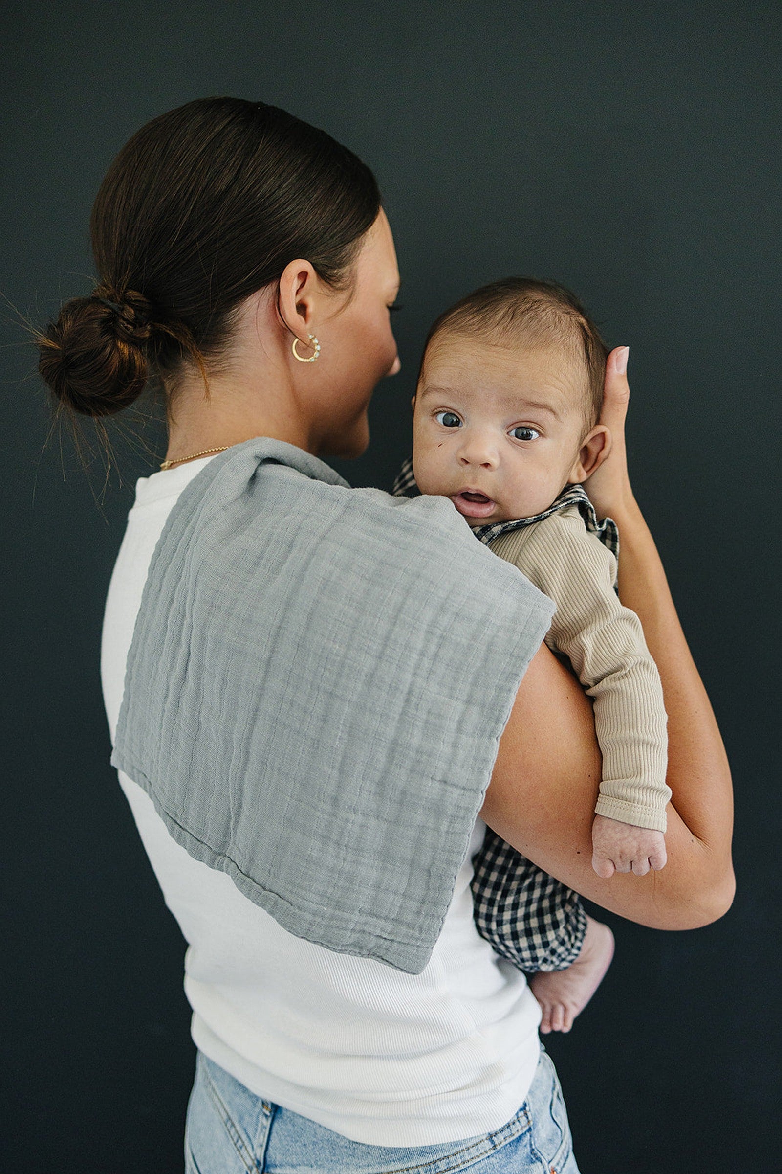 Dusty Blue Muslin Burp Cloth, 100% Cotton, Baby Essentials