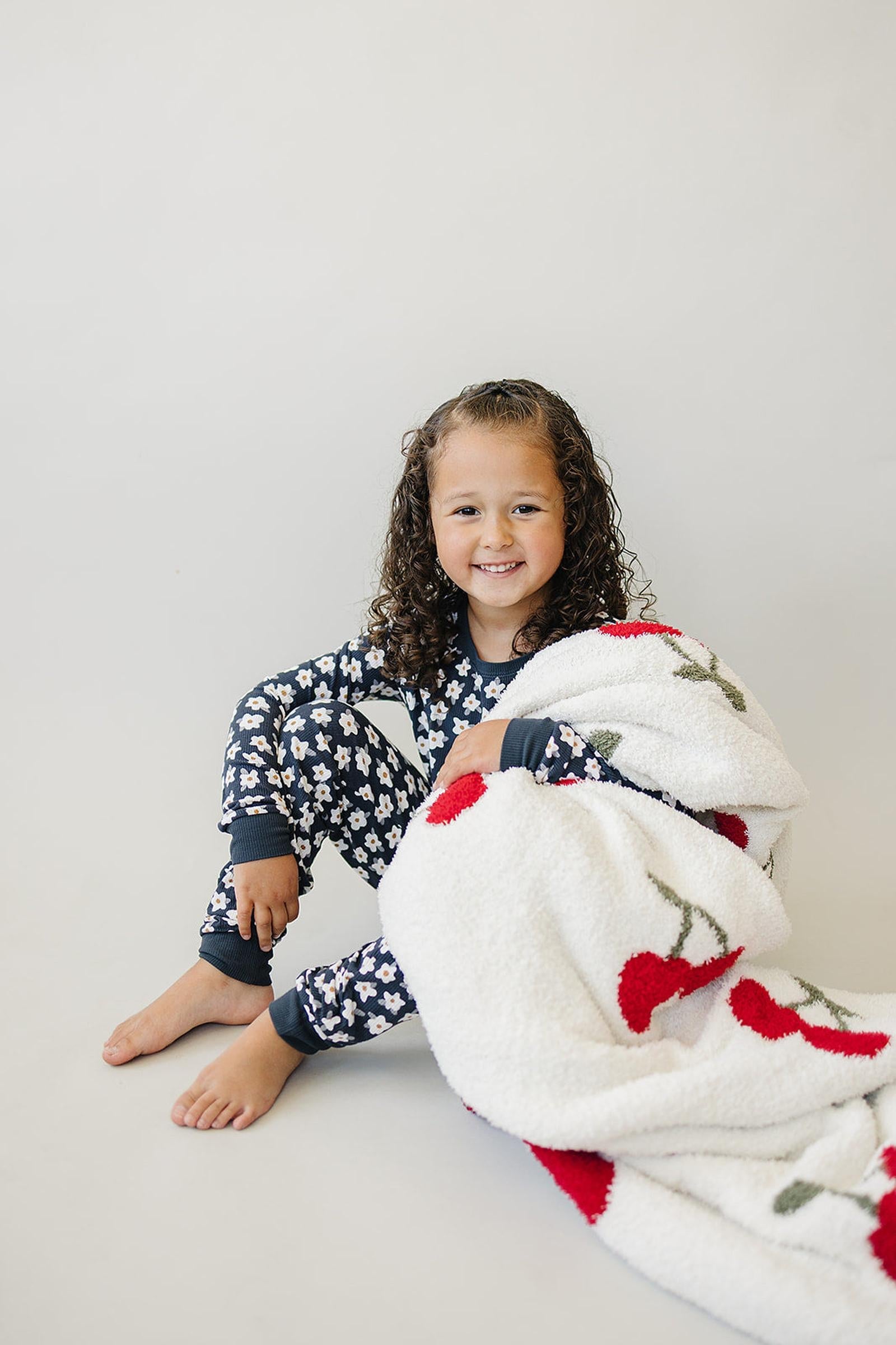 Navy Daisy Ribbed Cozy Pajama Set, Bamboo, Baby, Toddler & Kids
