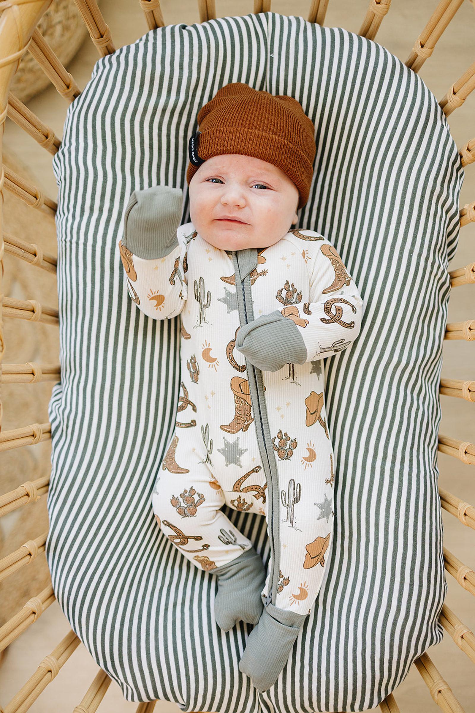 Outlaw Cowboy Ribbed Zipper Pajama, Rodeo Collection, Bamboo, Gender Neutral, Baby