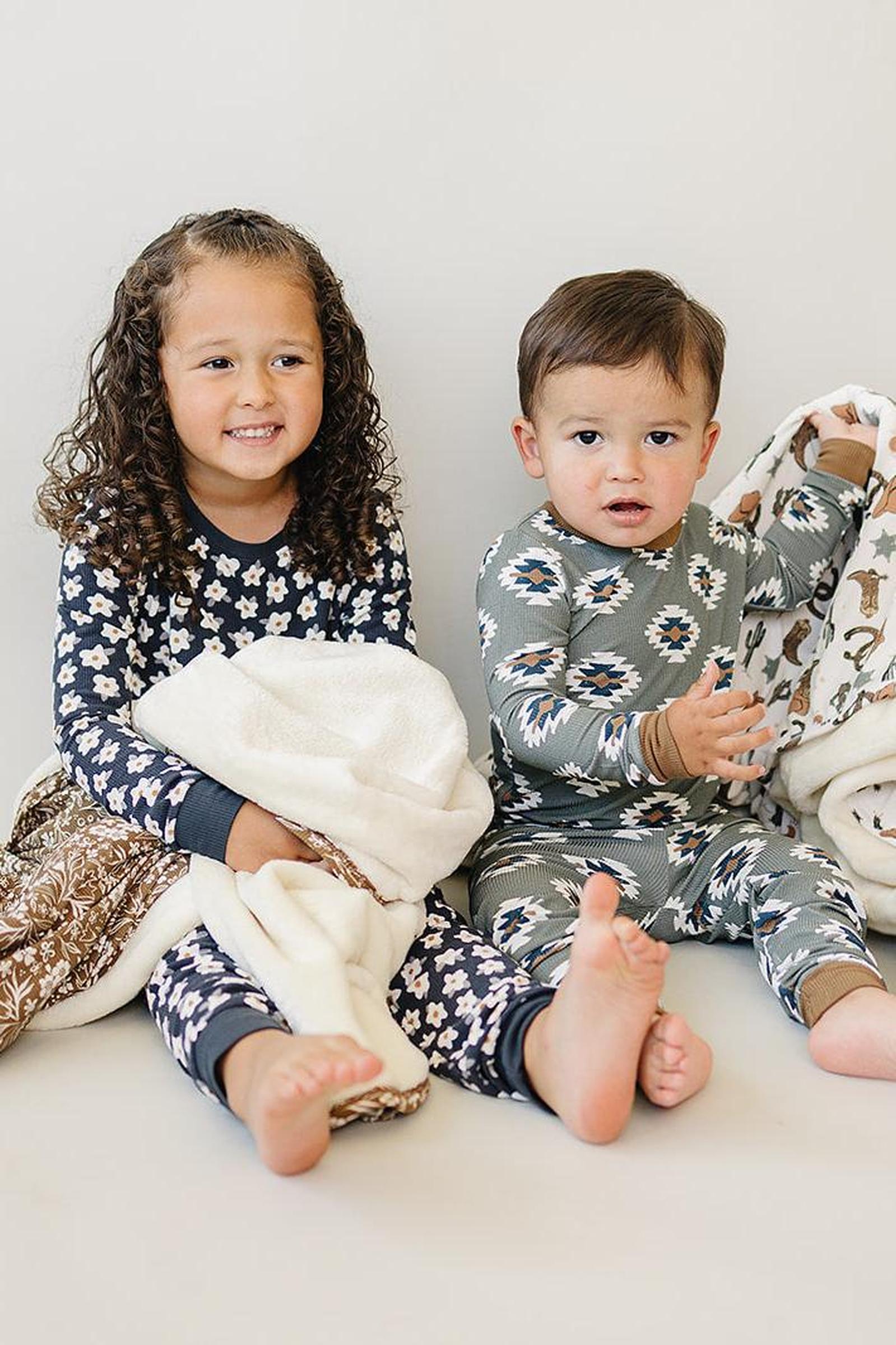 Southwest Aztec Ribbed Cozy Pajama Set, Bamboo, Rodeo Collection, Gender Neutral, Baby, Toddler & Kids