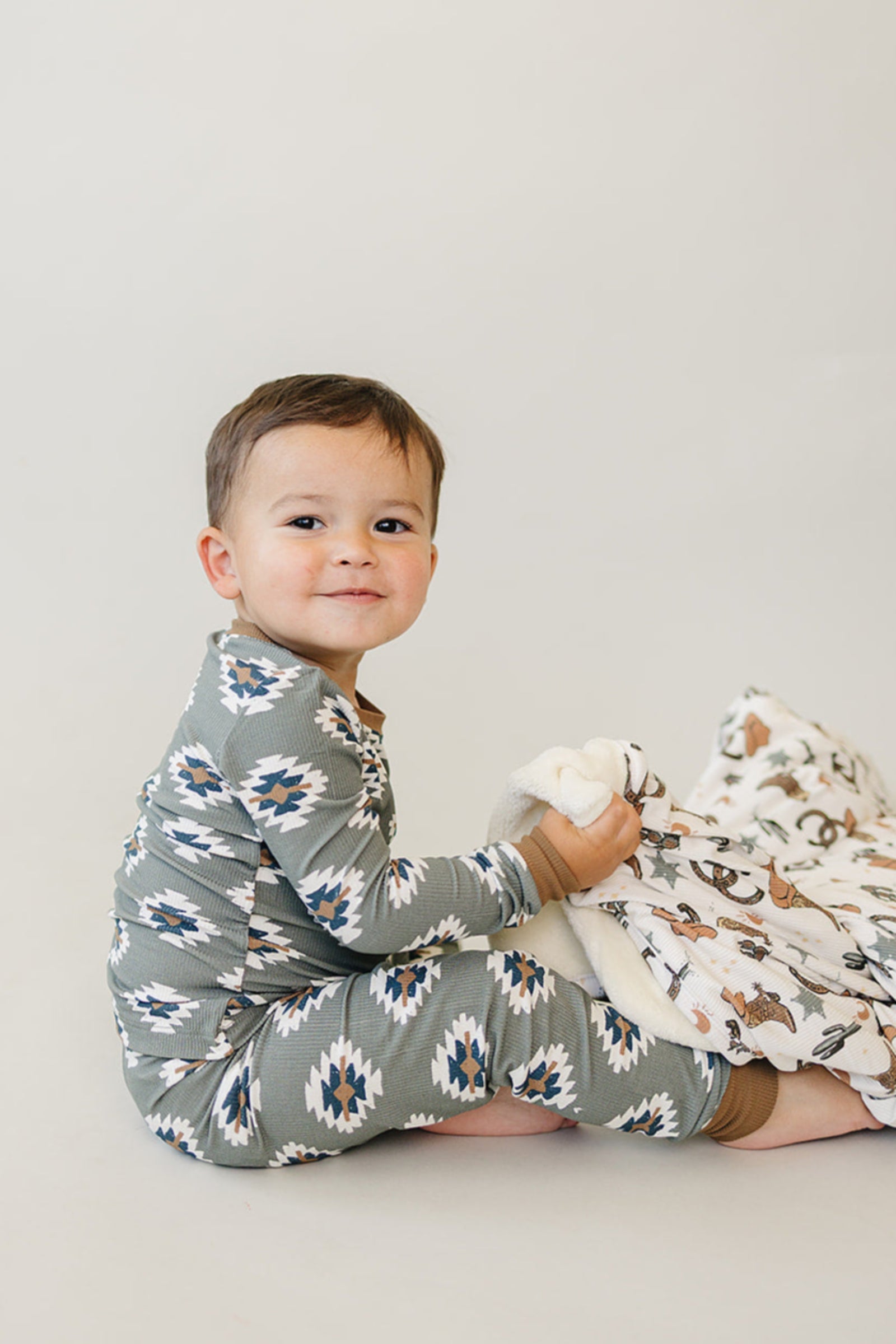 Southwest Aztec Ribbed Cozy Pajama Set, Bamboo, Rodeo Collection, Gender Neutral, Baby, Toddler & Kids