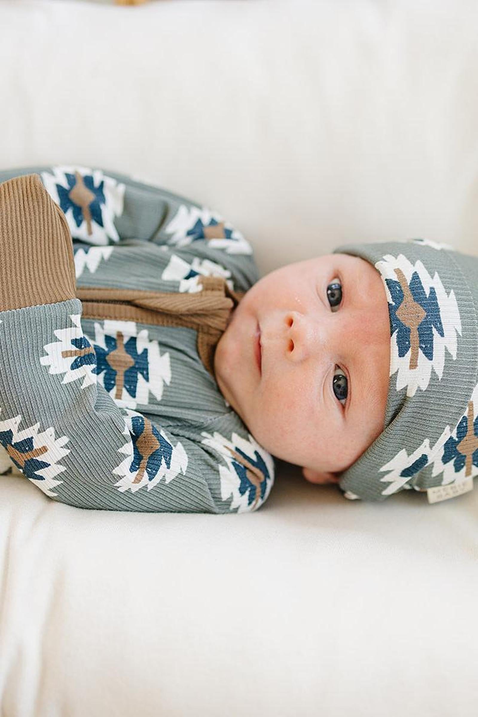 Southwest Aztec Ribbed Zipper Pajama, Bamboo, Rodeo Collection, Baby Essentials