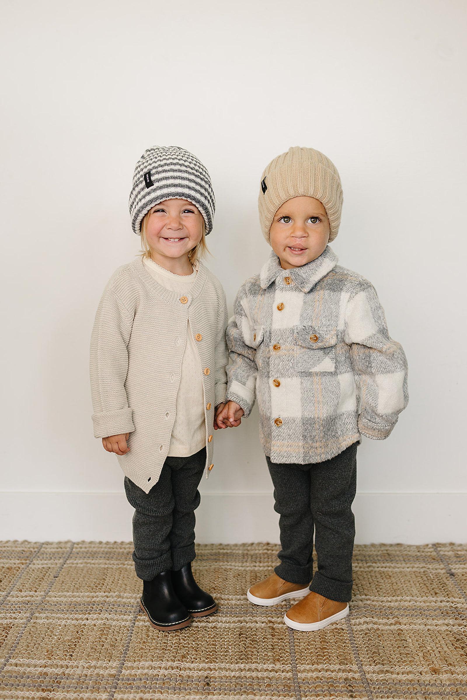 Tan Chunky Knit Beanie, 100% Angora Wool, Gender Neutral, Baby
