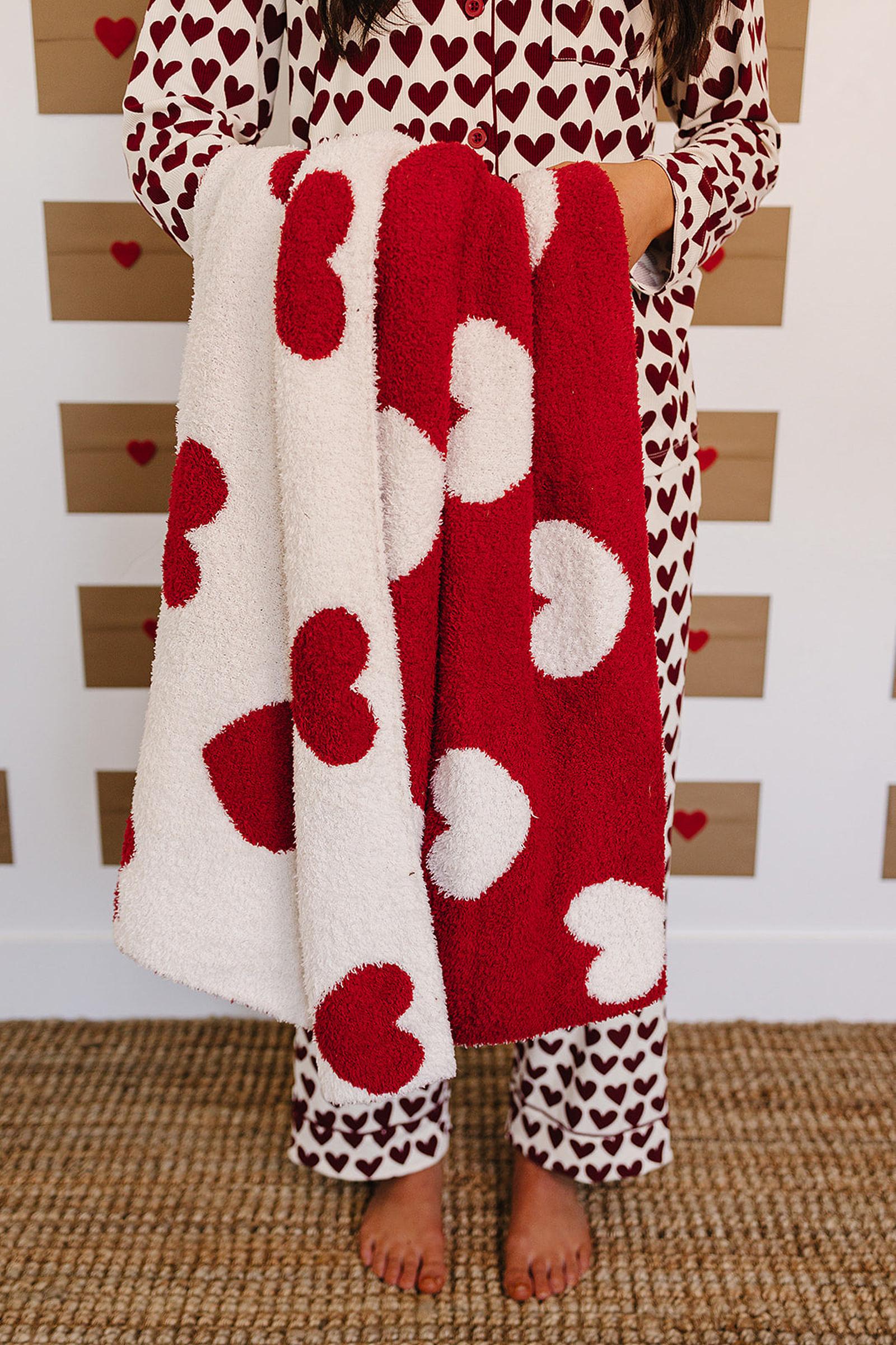 Bamboo Hearts Pajama Set, Red, Adult, Family Matching Outfits