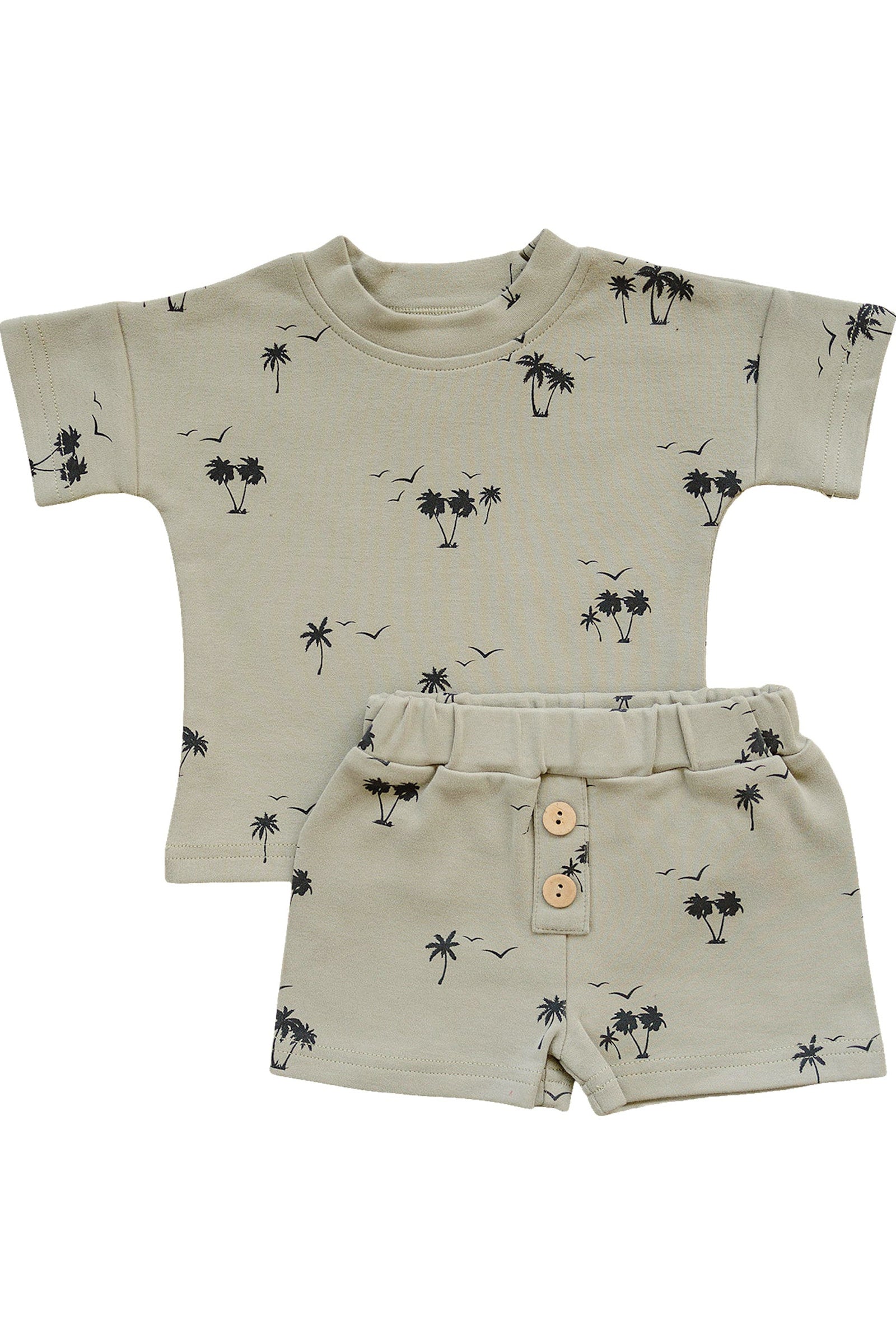 Baby & Toddler Palm Tree Button Shorts Set, Cotton, Baby