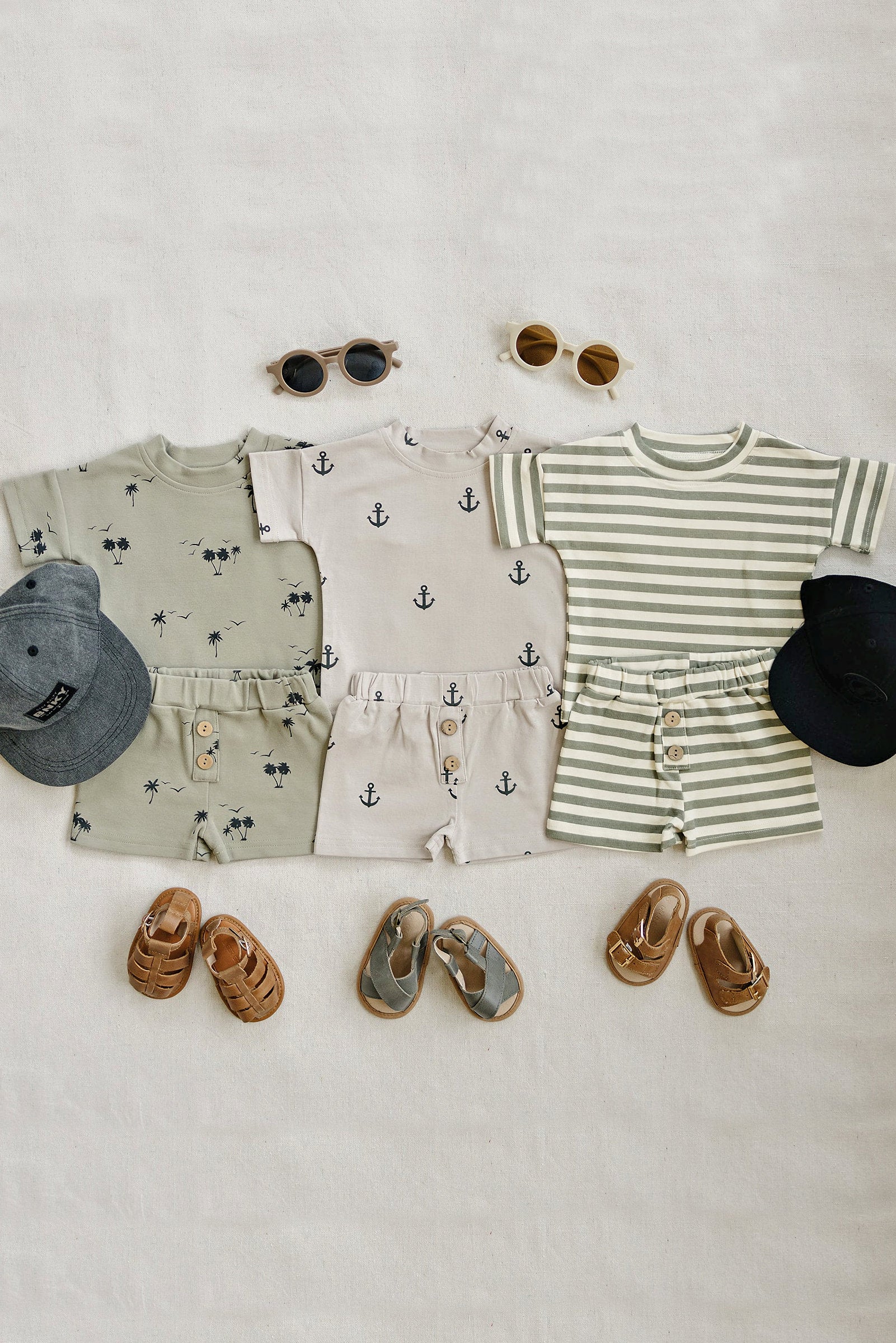 Baby & Toddler Palm Tree Button Shorts Set, Cotton, Baby