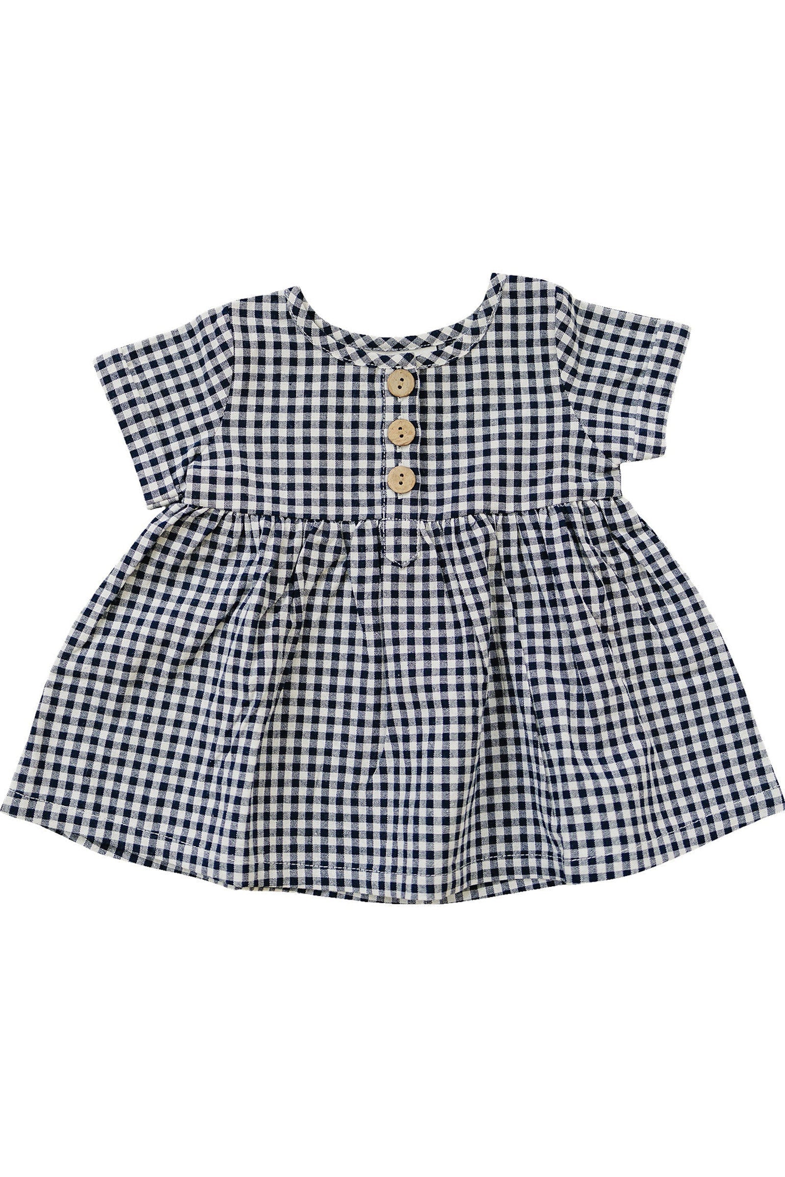Navy Gingham Cotton Dress, 100% Cotton, Baby, Toddler & Kids