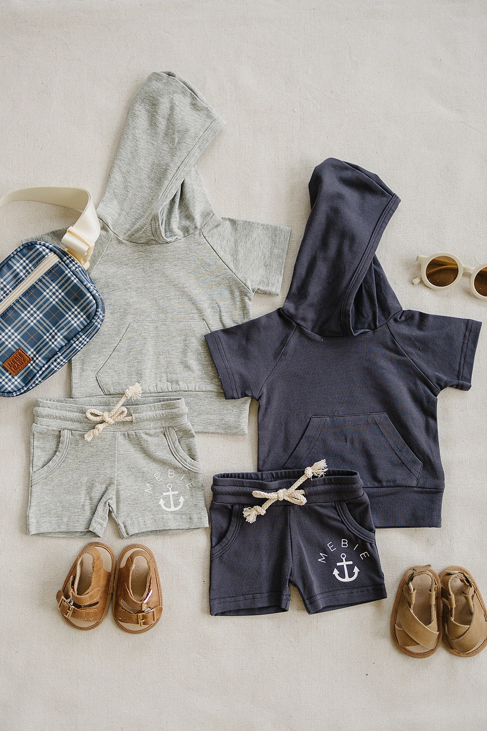 Baby & Toddler Boy Heather Grey Hooded T-Shirt, Cotton, Baby