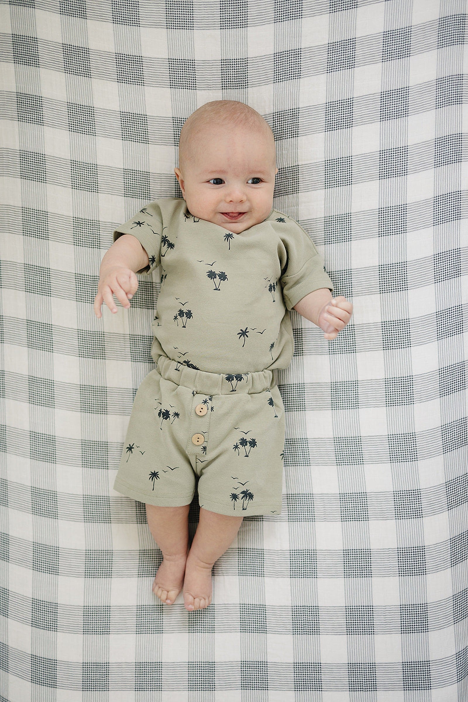 Baby & Toddler Palm Tree Button Shorts Set, Cotton, Baby