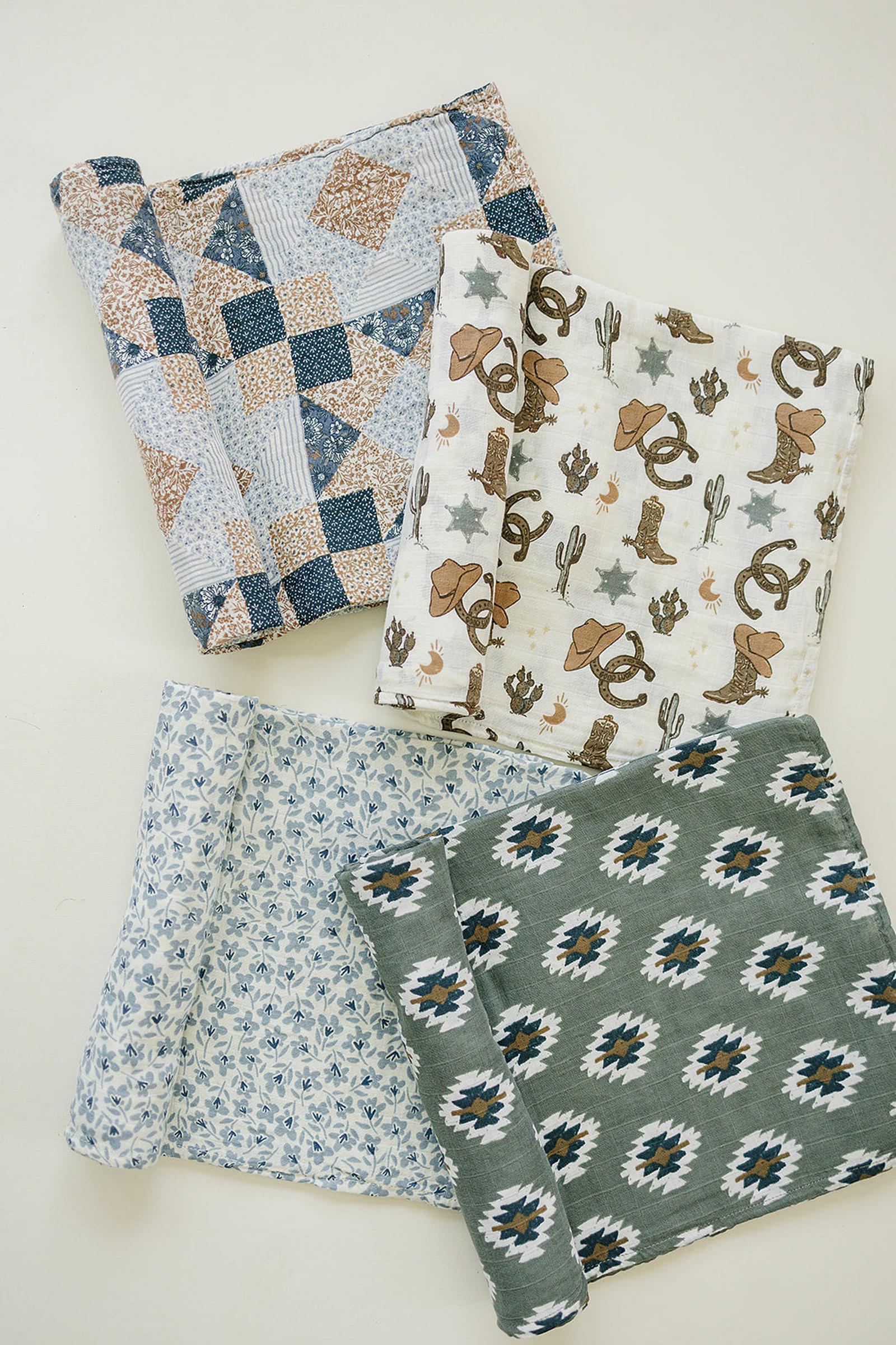 Southwest Aztec Muslin Swaddle Blanket, 100% Cotton, Rodeo Collection, Gender Neutral, Baby