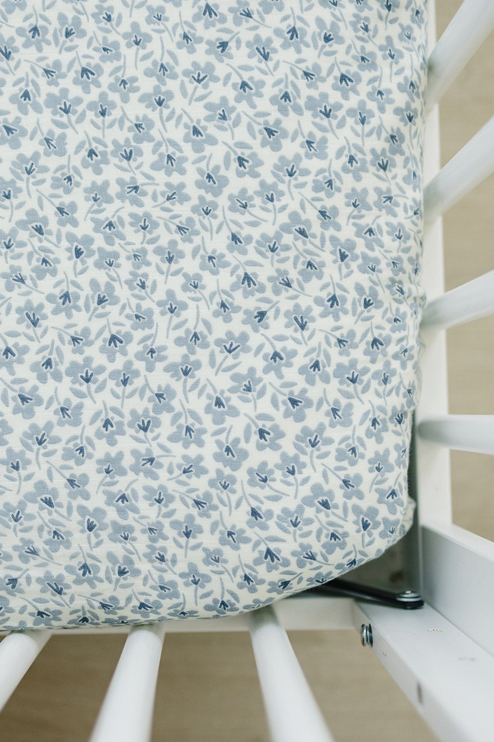 Blue Blossom Muslin Crib Sheet, 100% Cotton, Baby Essentials
