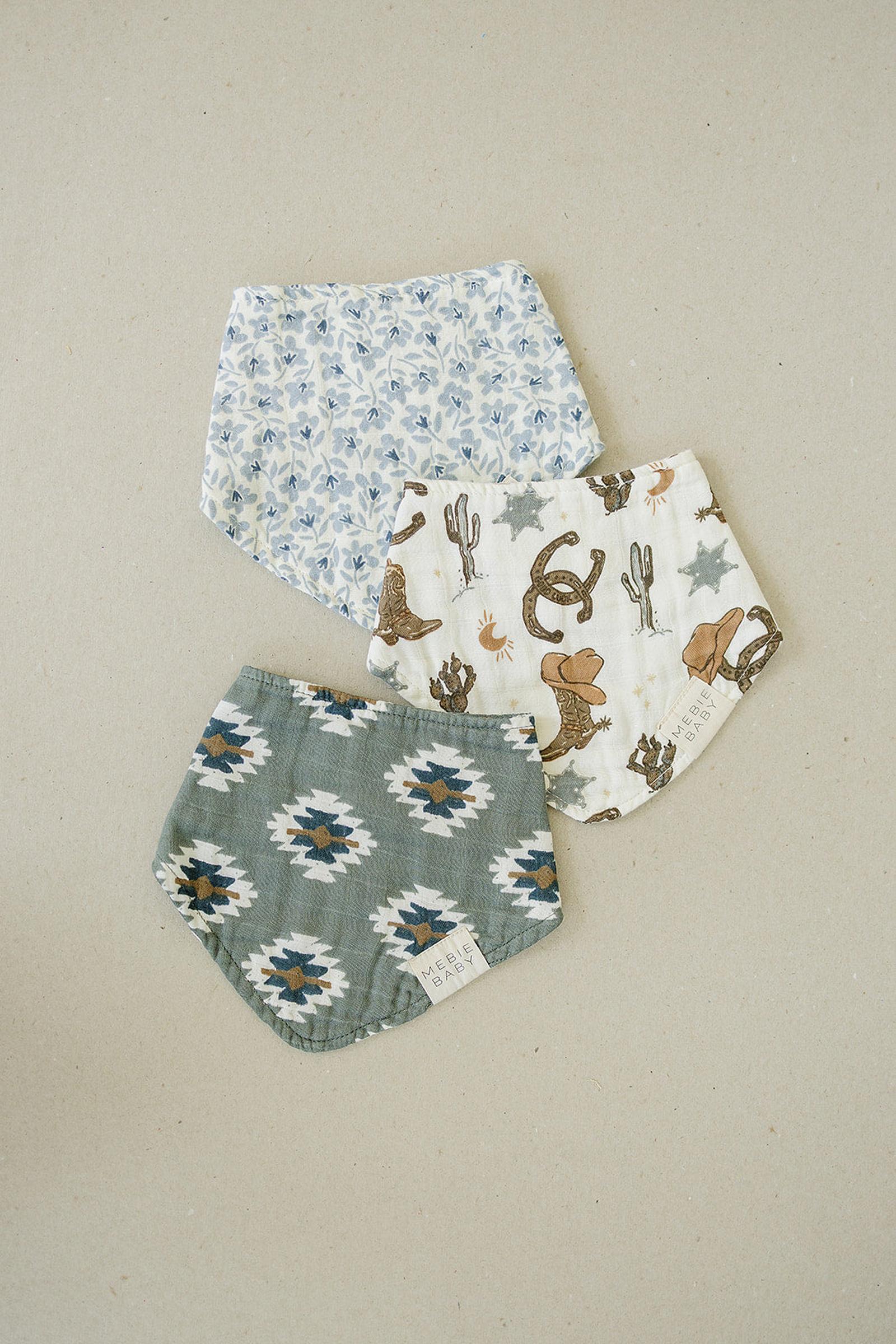 Southwest Aztec Classic Muslin Bib, 100% Cotton, Rodeo Collection, Neutral Colors, Gender Neutral, Baby