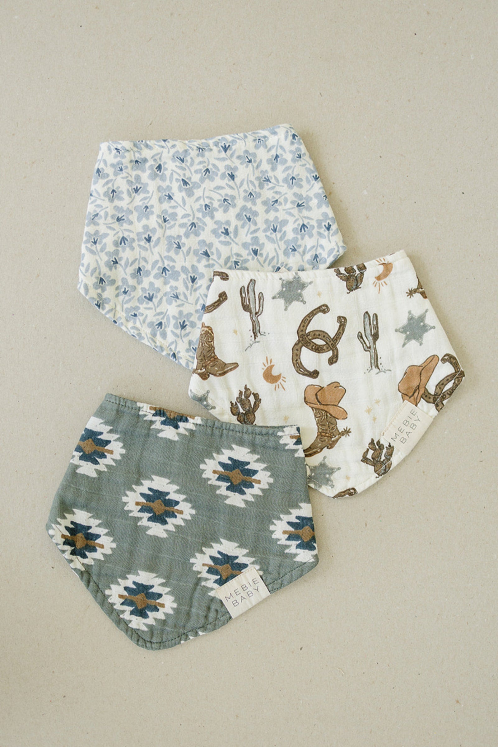 Outlaw Cowboy Classic Muslin Bib, 100% Cotton, Rodeo Collection, Neutral Colors, Gender Neutral, Baby